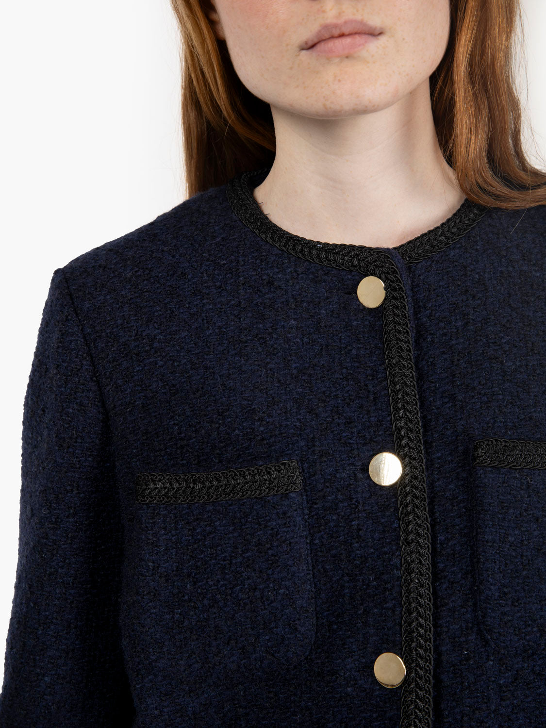 Giacca chanel con bottoni oro midnight
