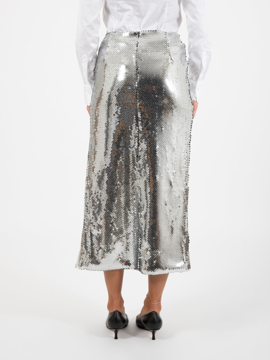 Noelle midi skirt silver sequins