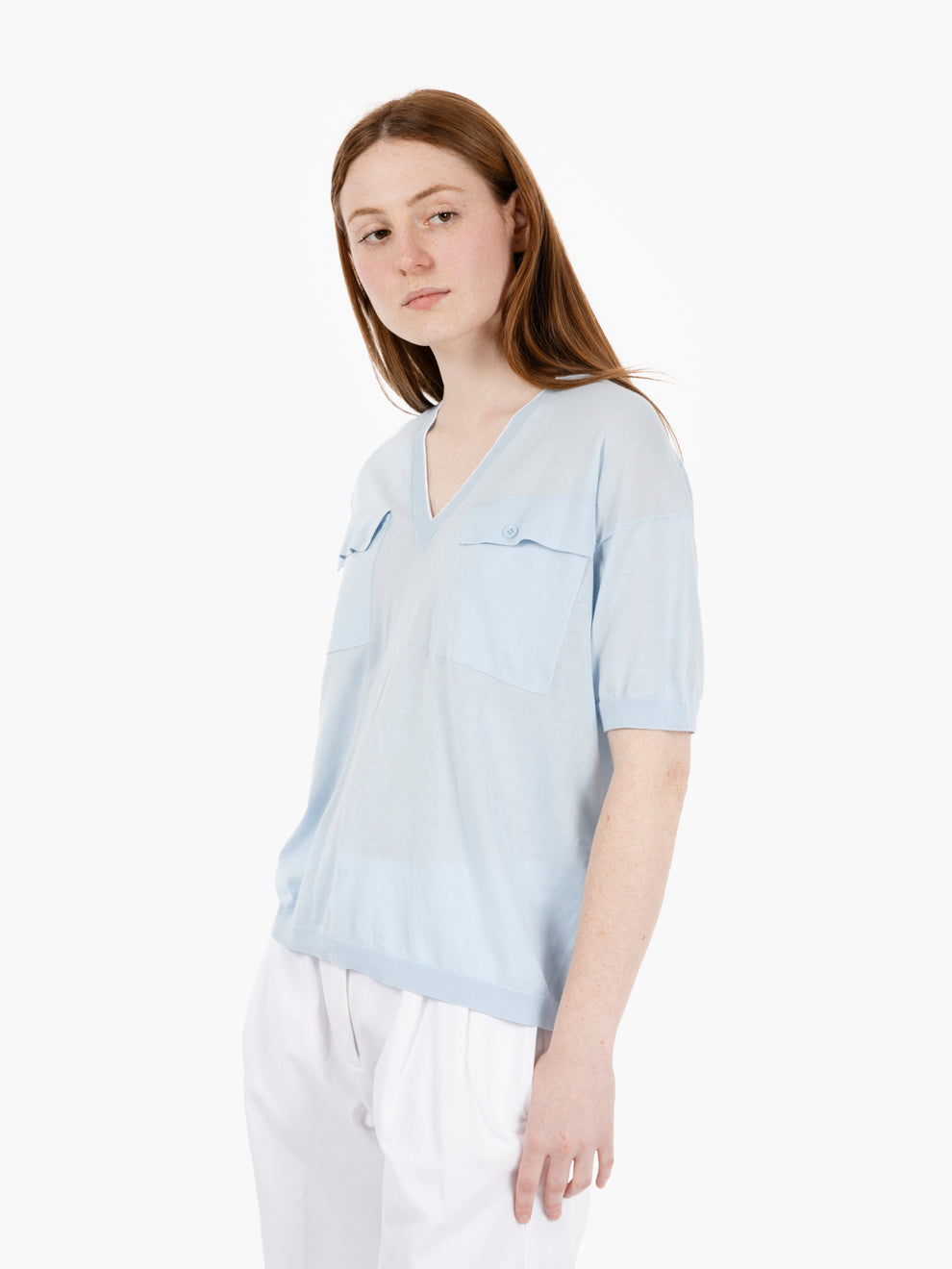Soledad V-neck sky sweater