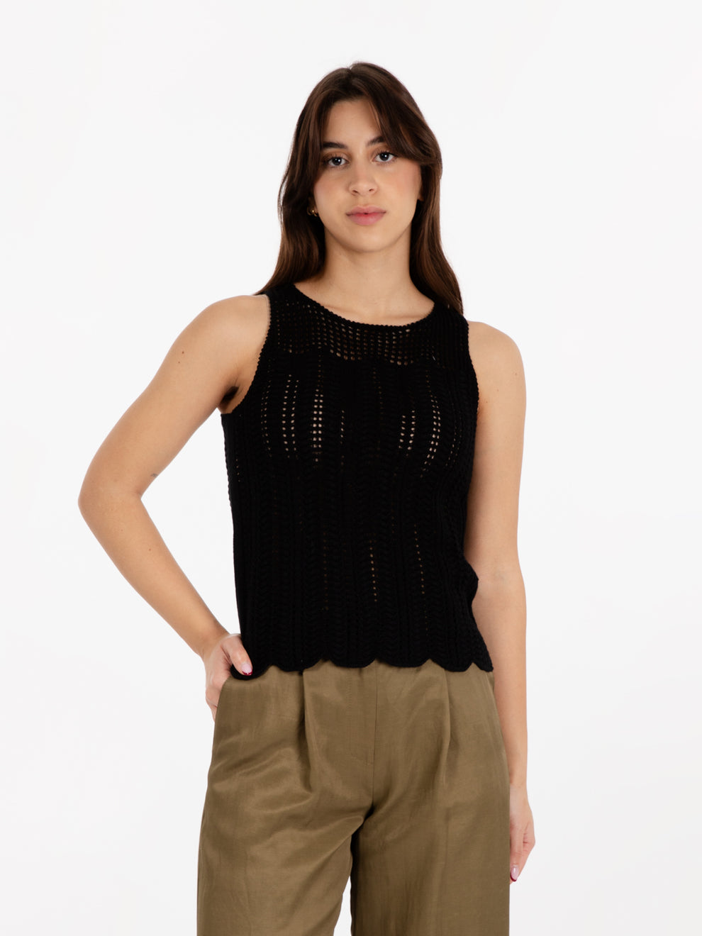 Emma black crochet top