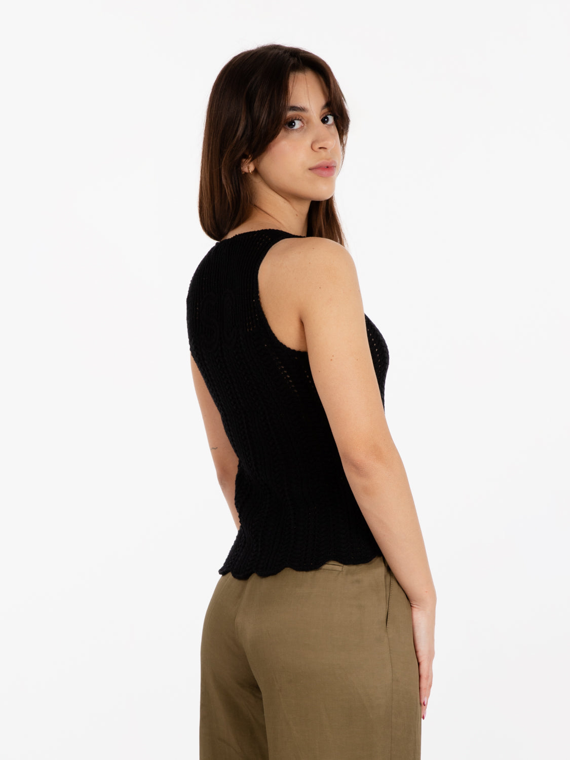 Top Emma uncinetto nero