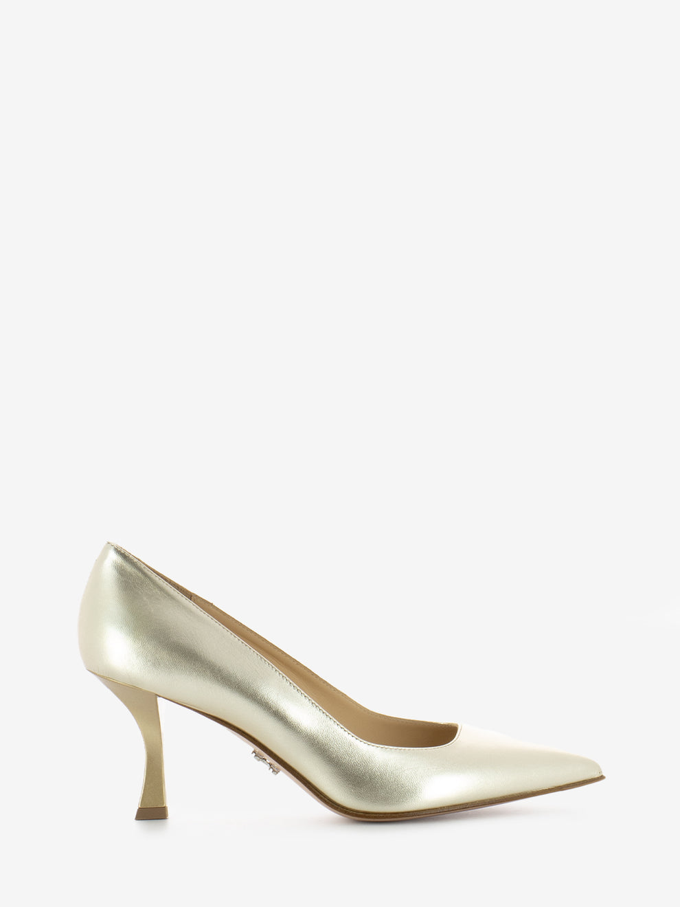 Julia décolleté in platinum laminated leather