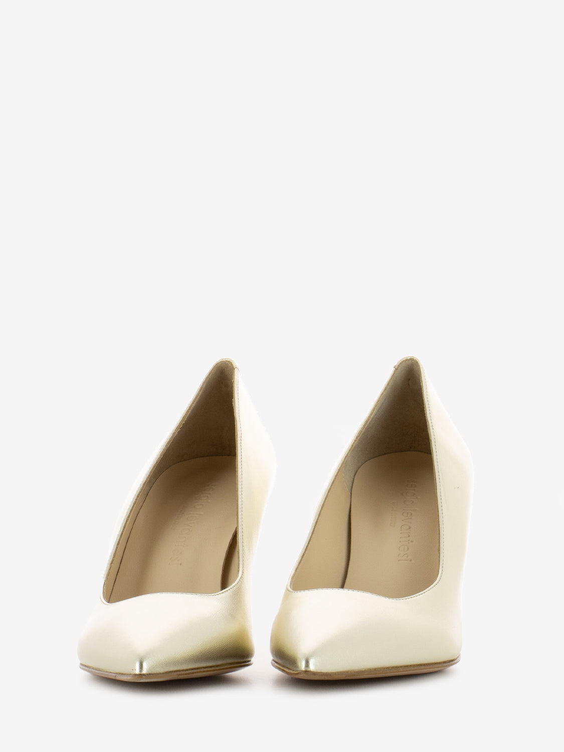 Julia décolleté in platinum laminated leather