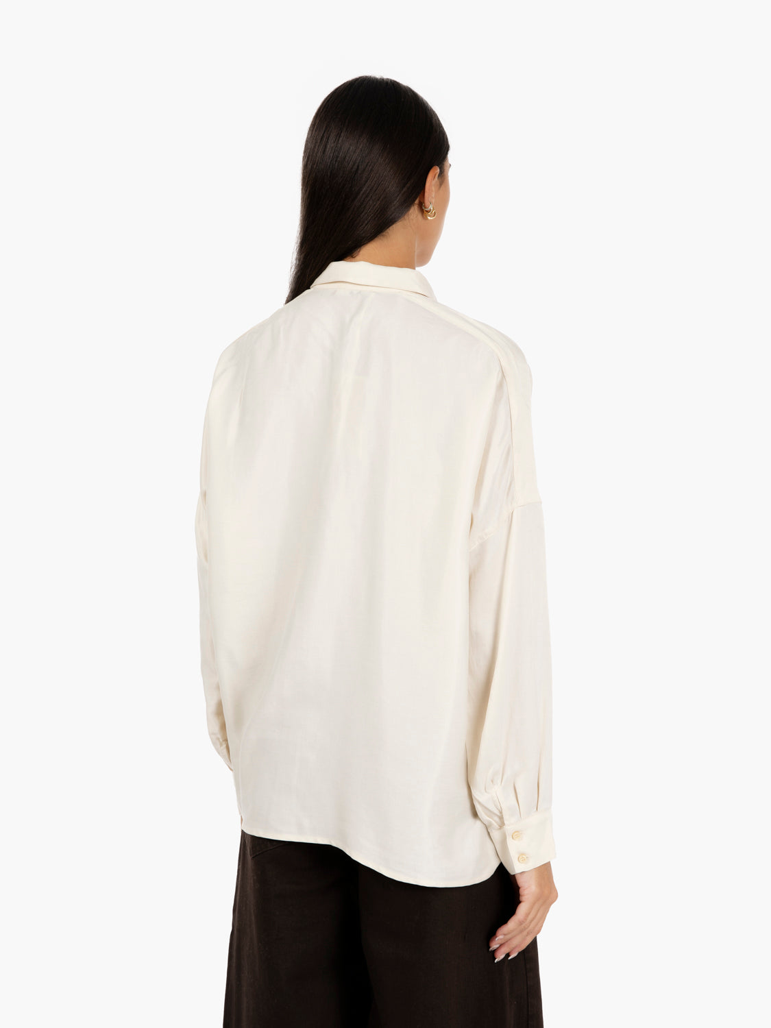 Camicia in raso Fleur de sel avorio