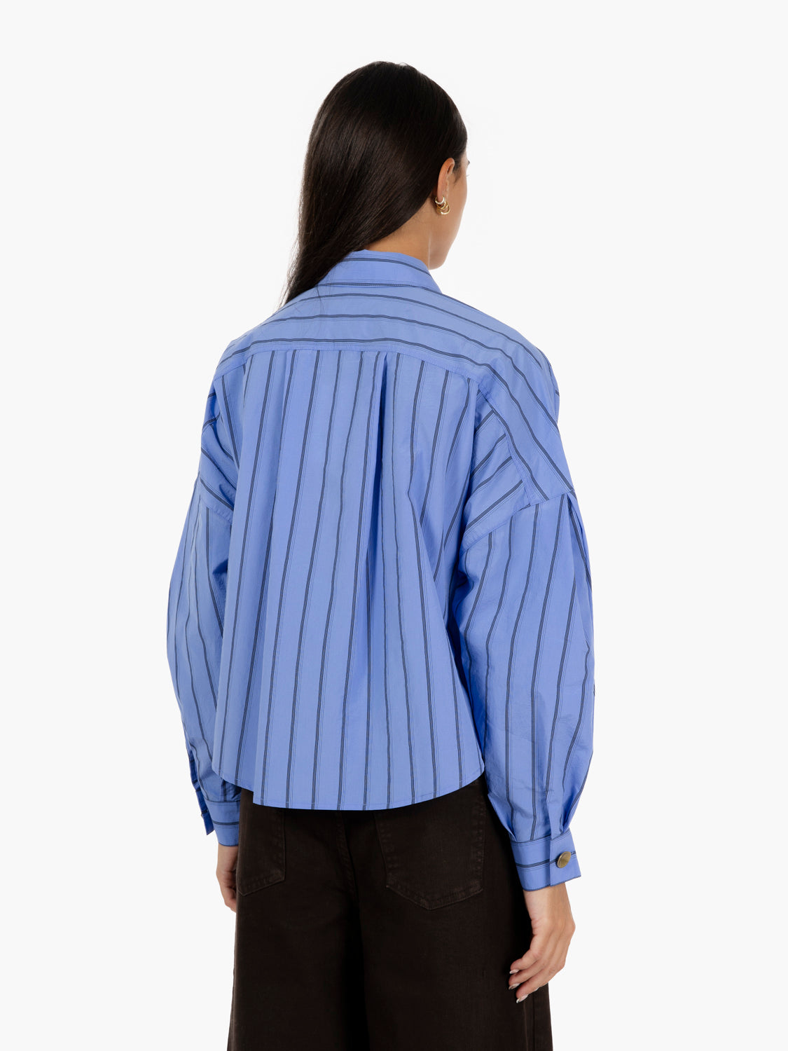Camicia over a righe azzurra