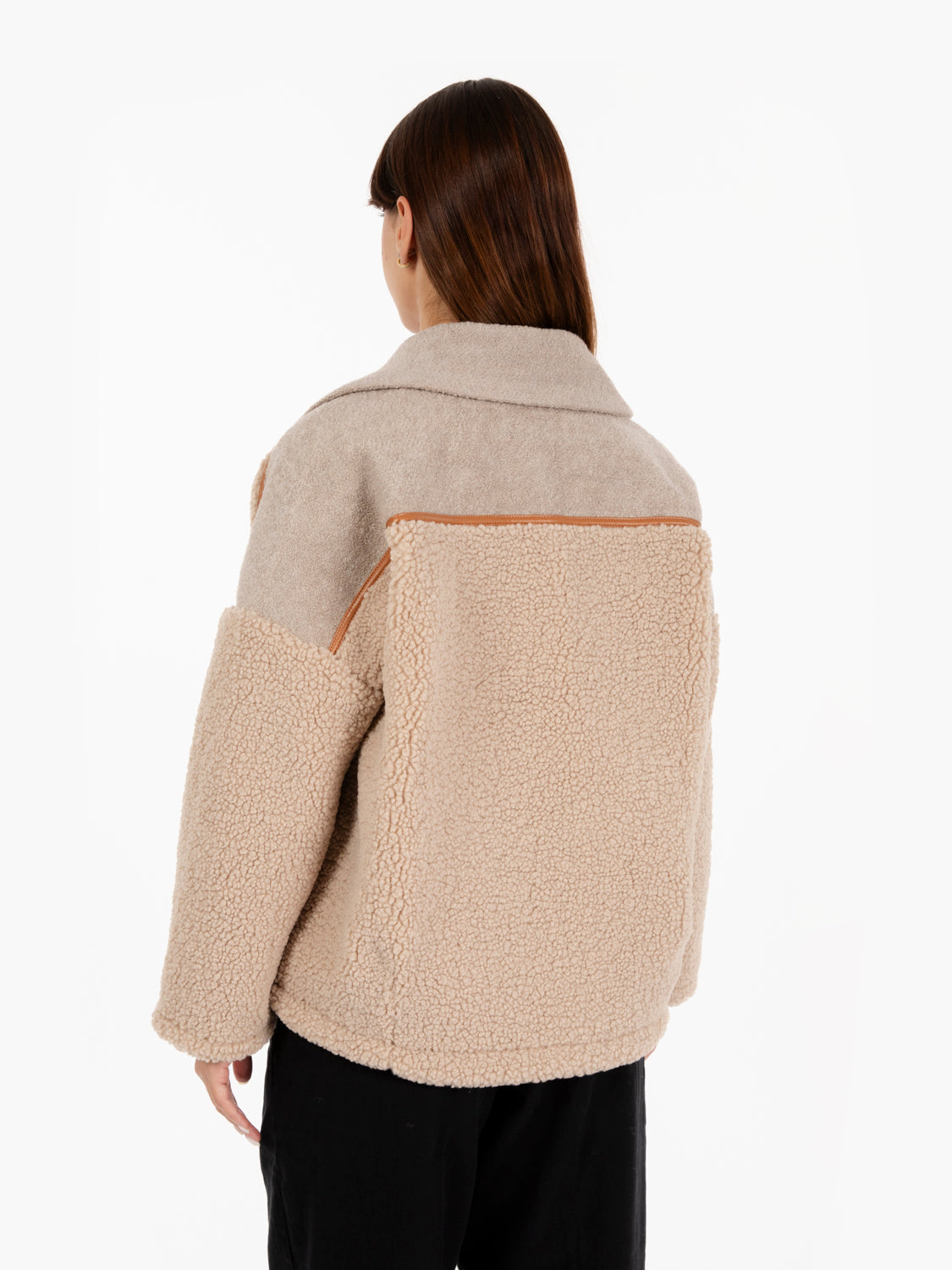 Icy rocky fossil sheepskin jacket