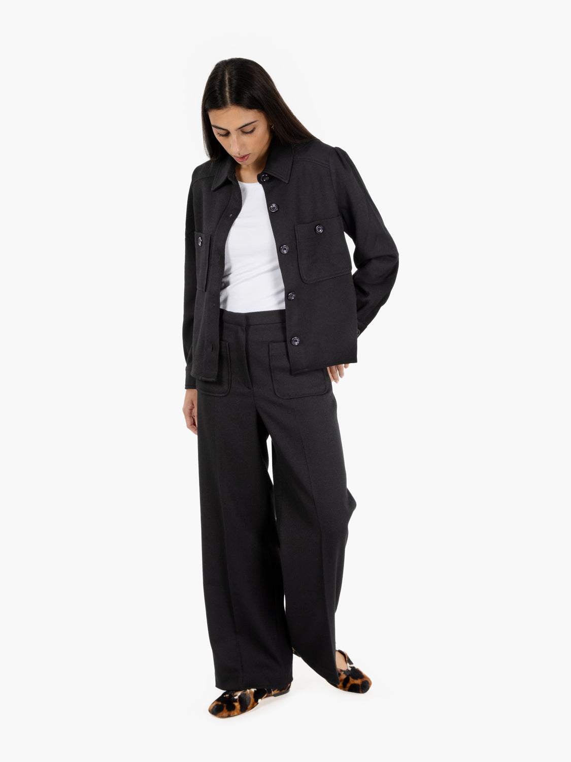 Pantaloni straight leg neri