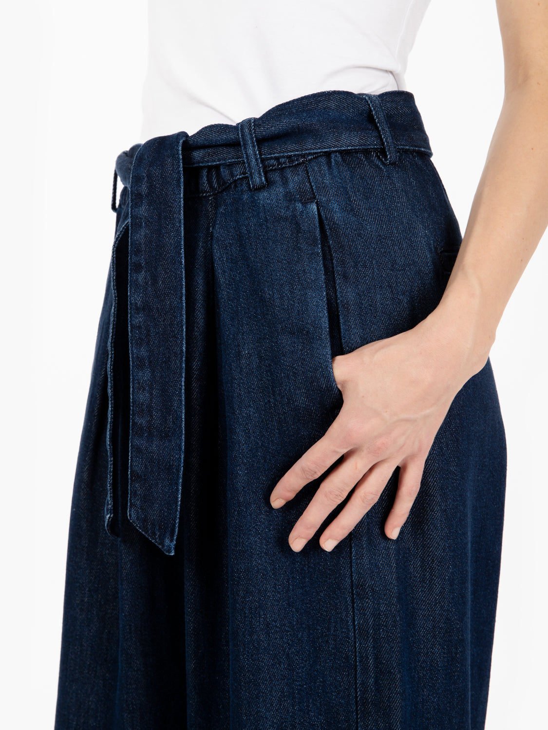 Pantaloni a palazzo in denim elasticizzati blue