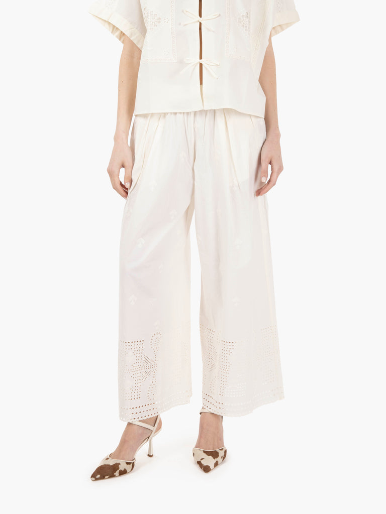 SESSUN - Pantaloni Isla brody fleur de sel
