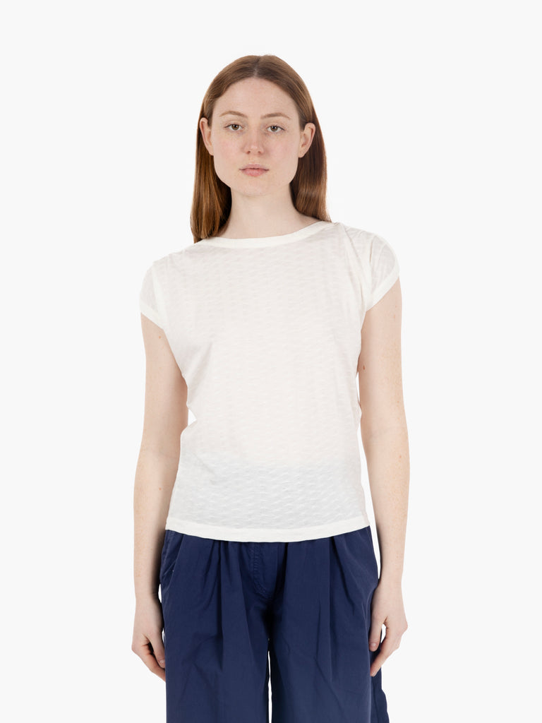 SESSUN - T-Shirt Sixto jacquard fleur de sel bianco