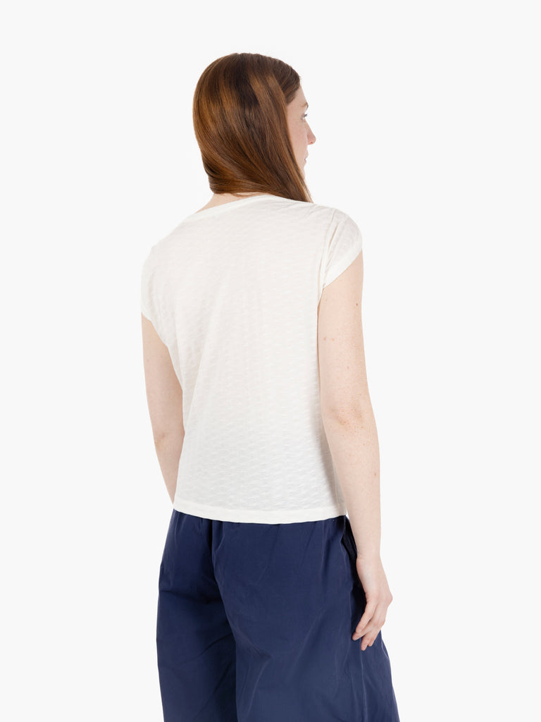 SESSUN - T-Shirt Sixto jacquard fleur de sel bianco