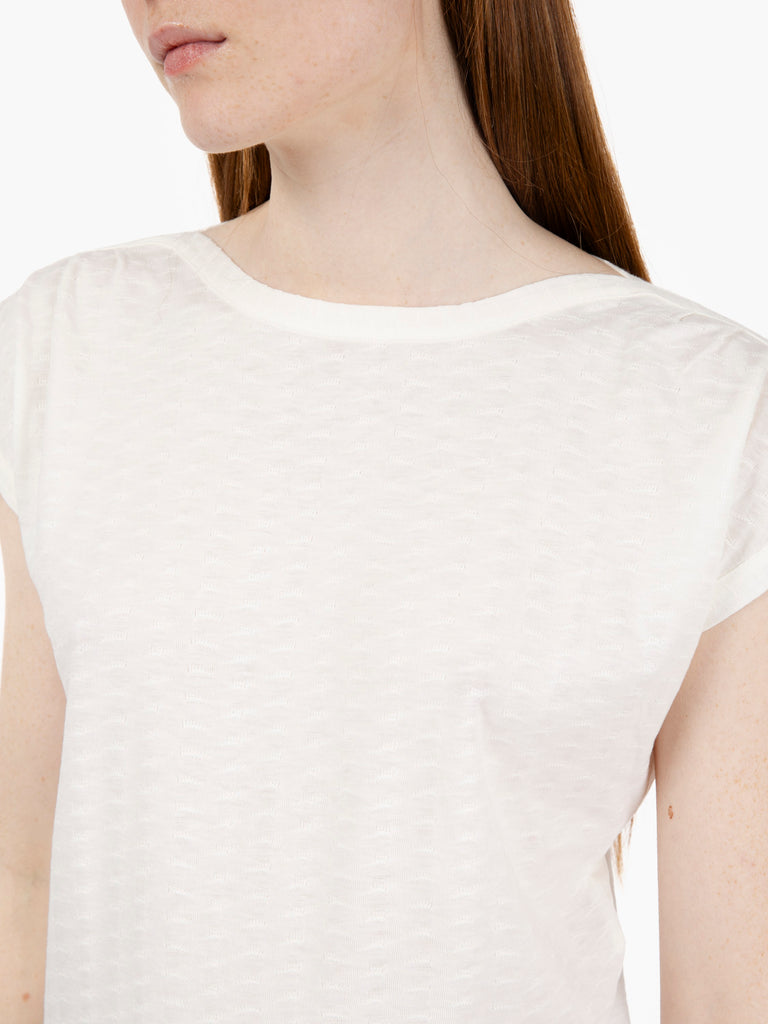 SESSUN - T-Shirt Sixto jacquard fleur de sel bianco