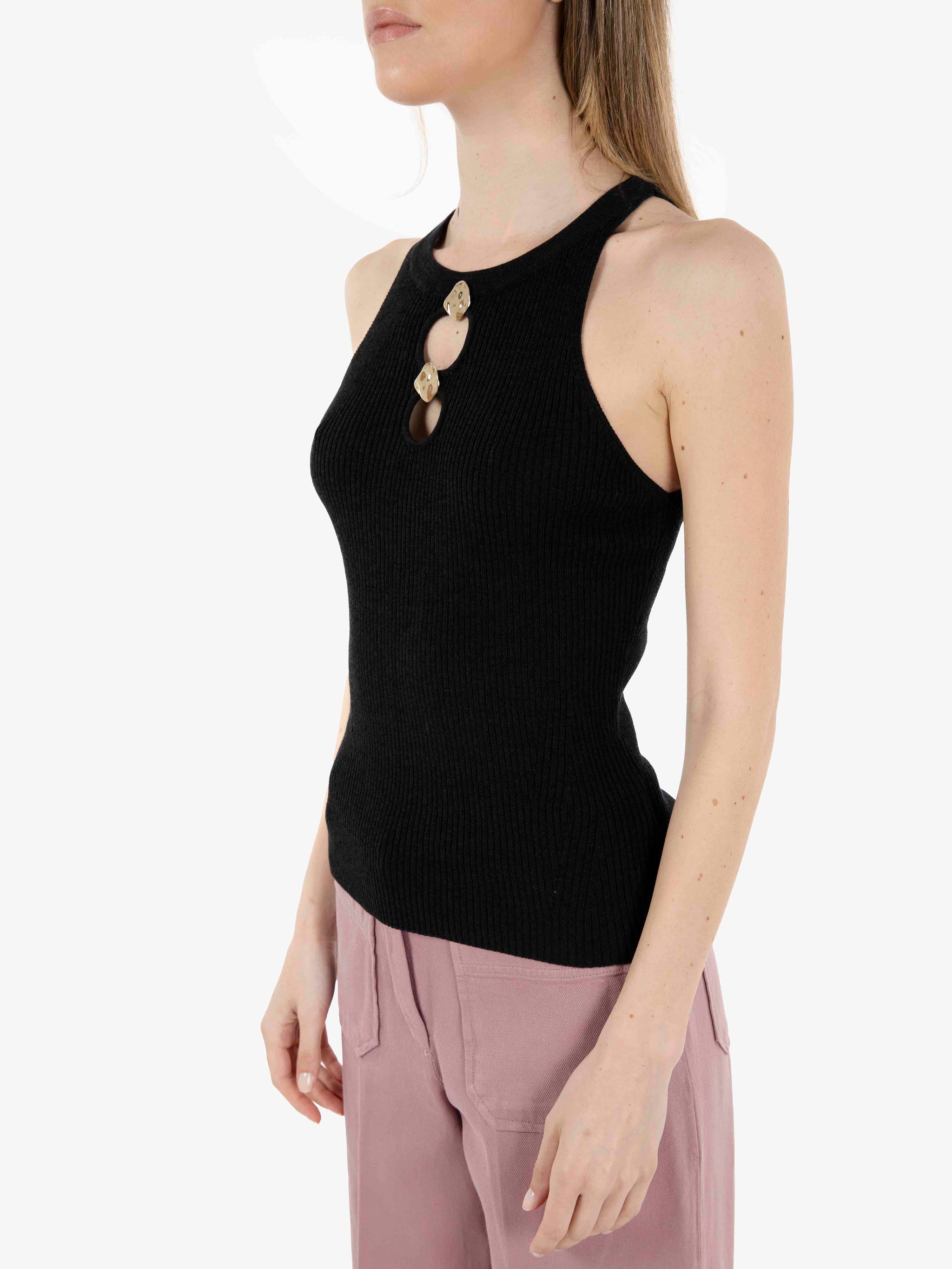 Top Lona scollo a goccia black