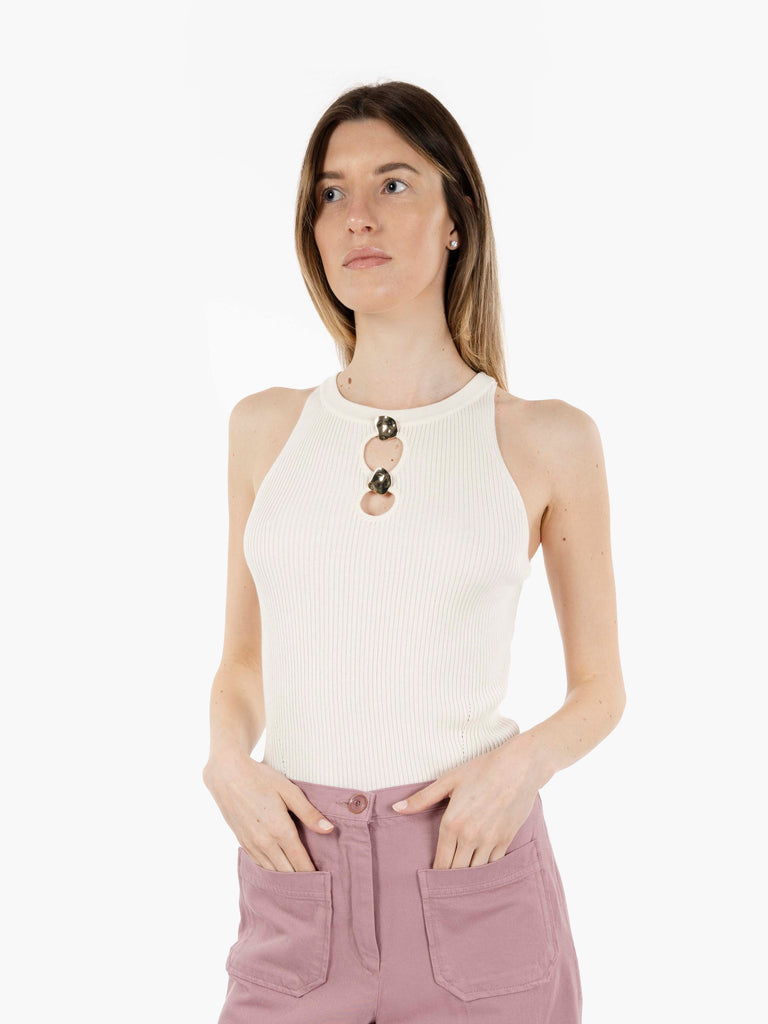 SESSUN - Top Lona scollo a goccia fleur de sel