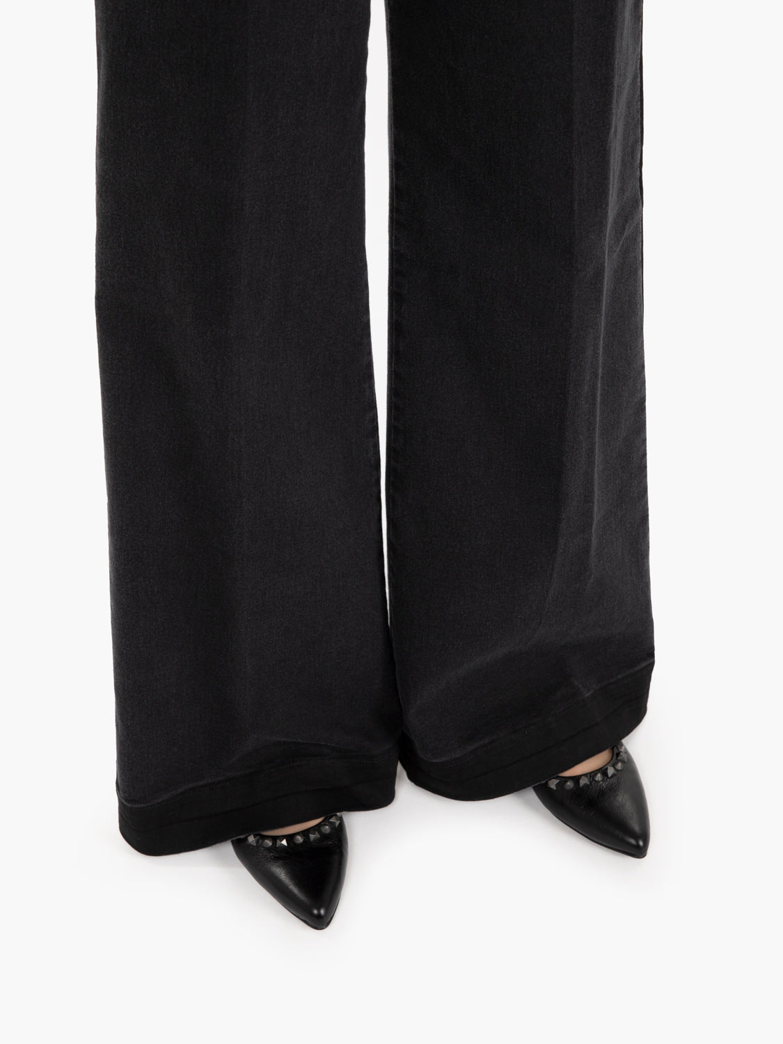 Jeans Flaire dettaglio smocking denim black
