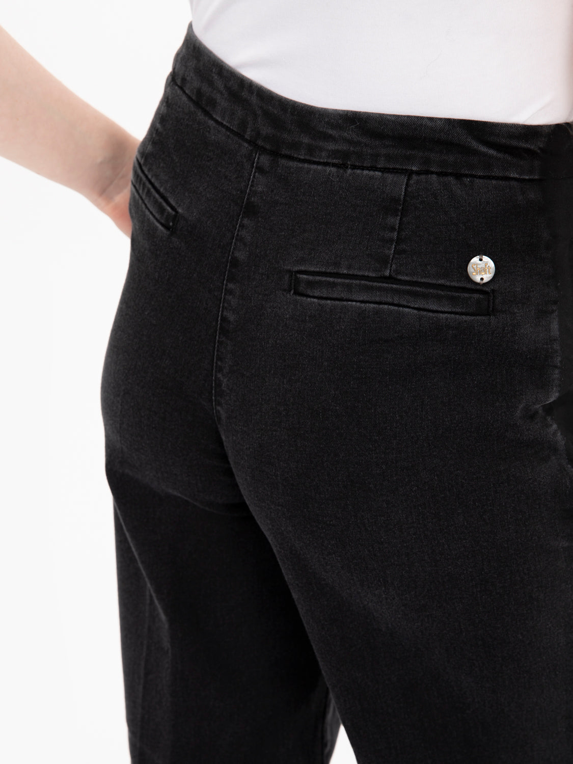 Jeans Flaire dettaglio smocking denim black