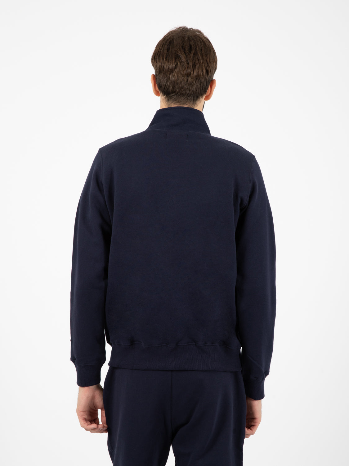 Felpa a collo alto con zip navy