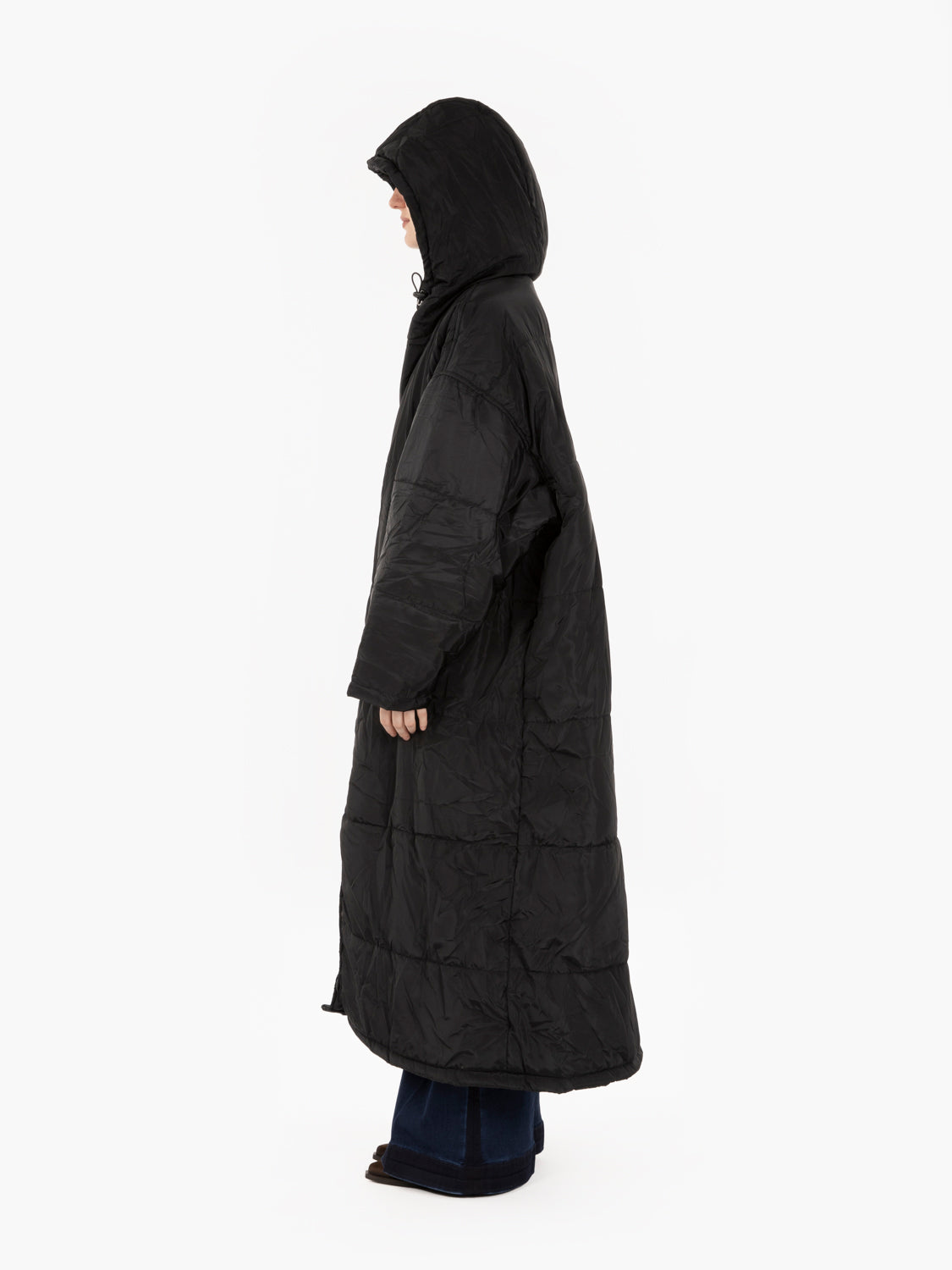 Long black solid color down jacket