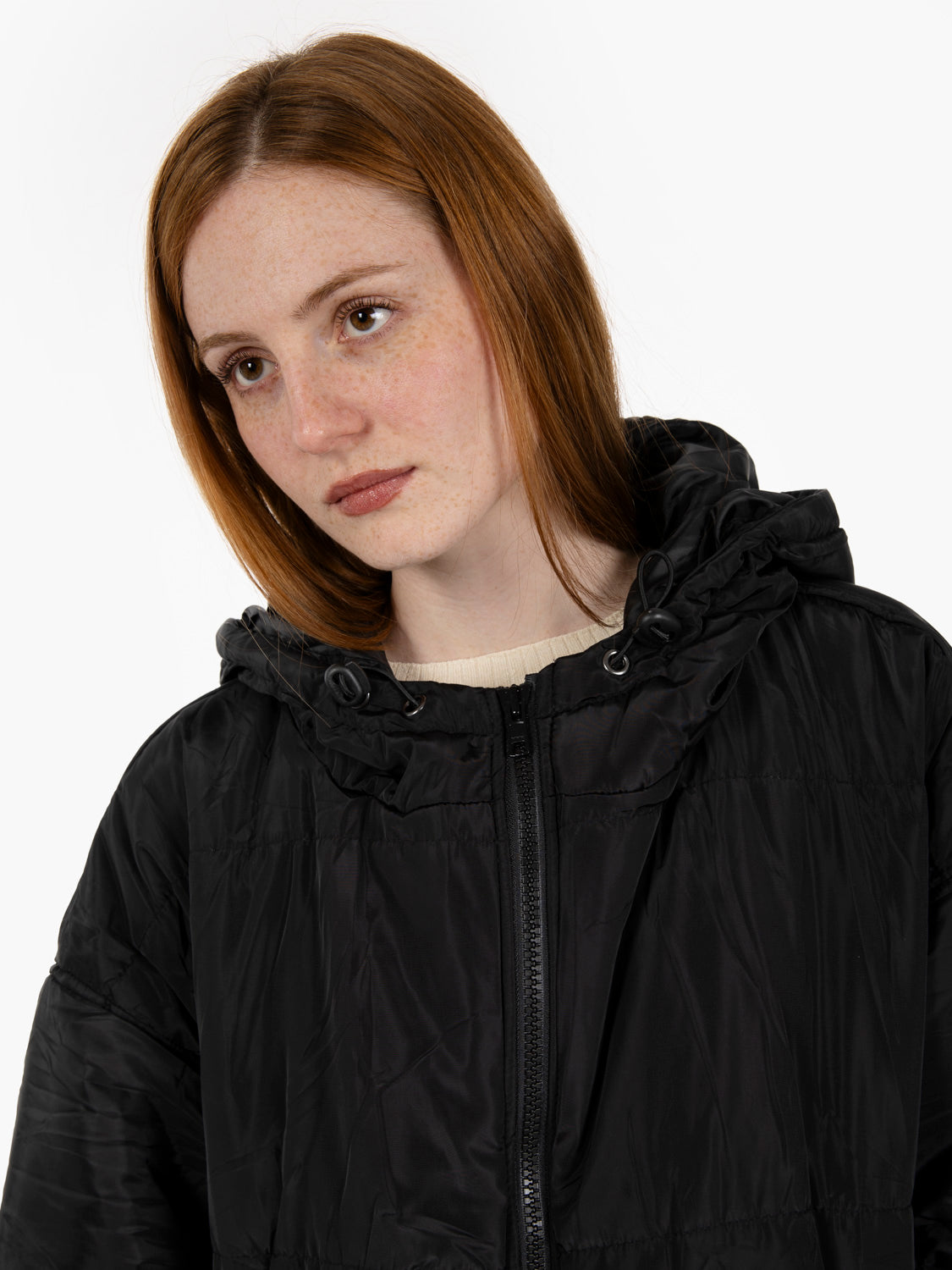 Long black solid color down jacket