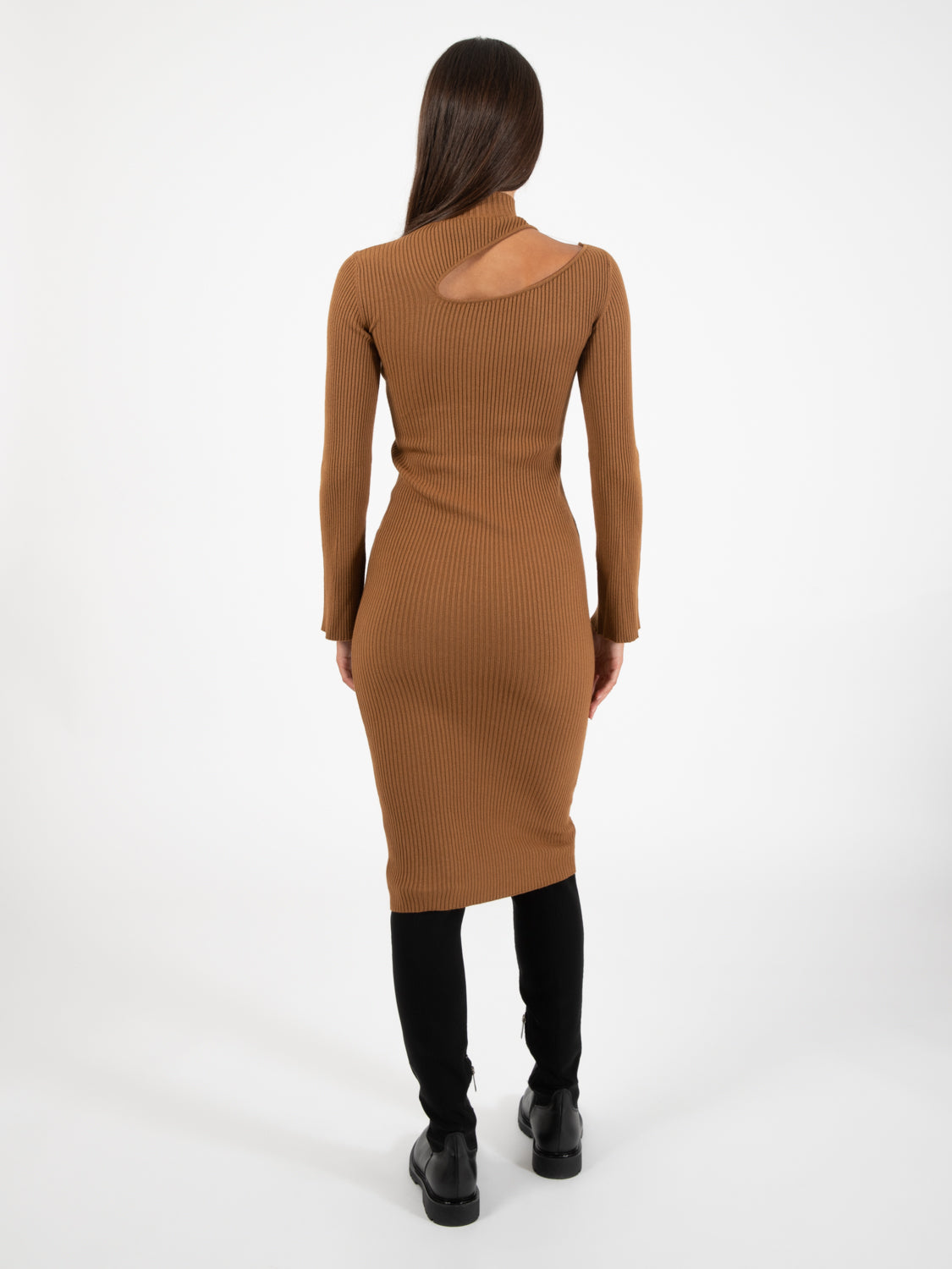 Caramel ribbed dress