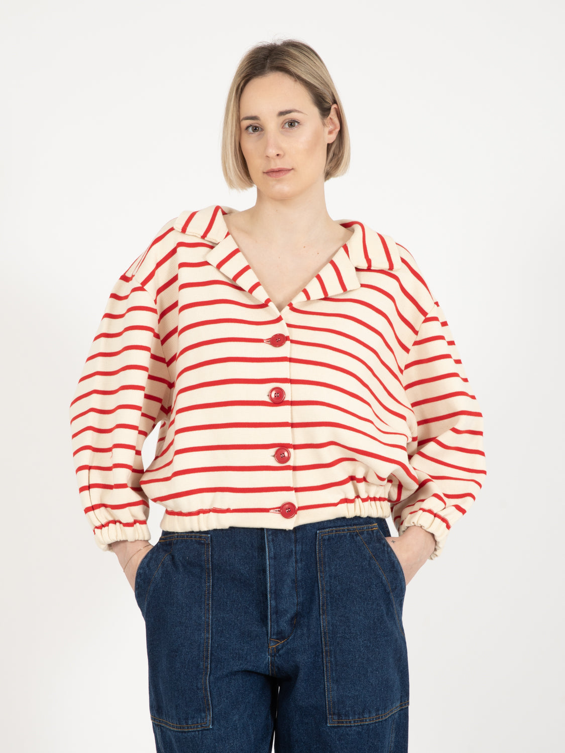 Striped Bomber Jacket with Elastic Solo Tre