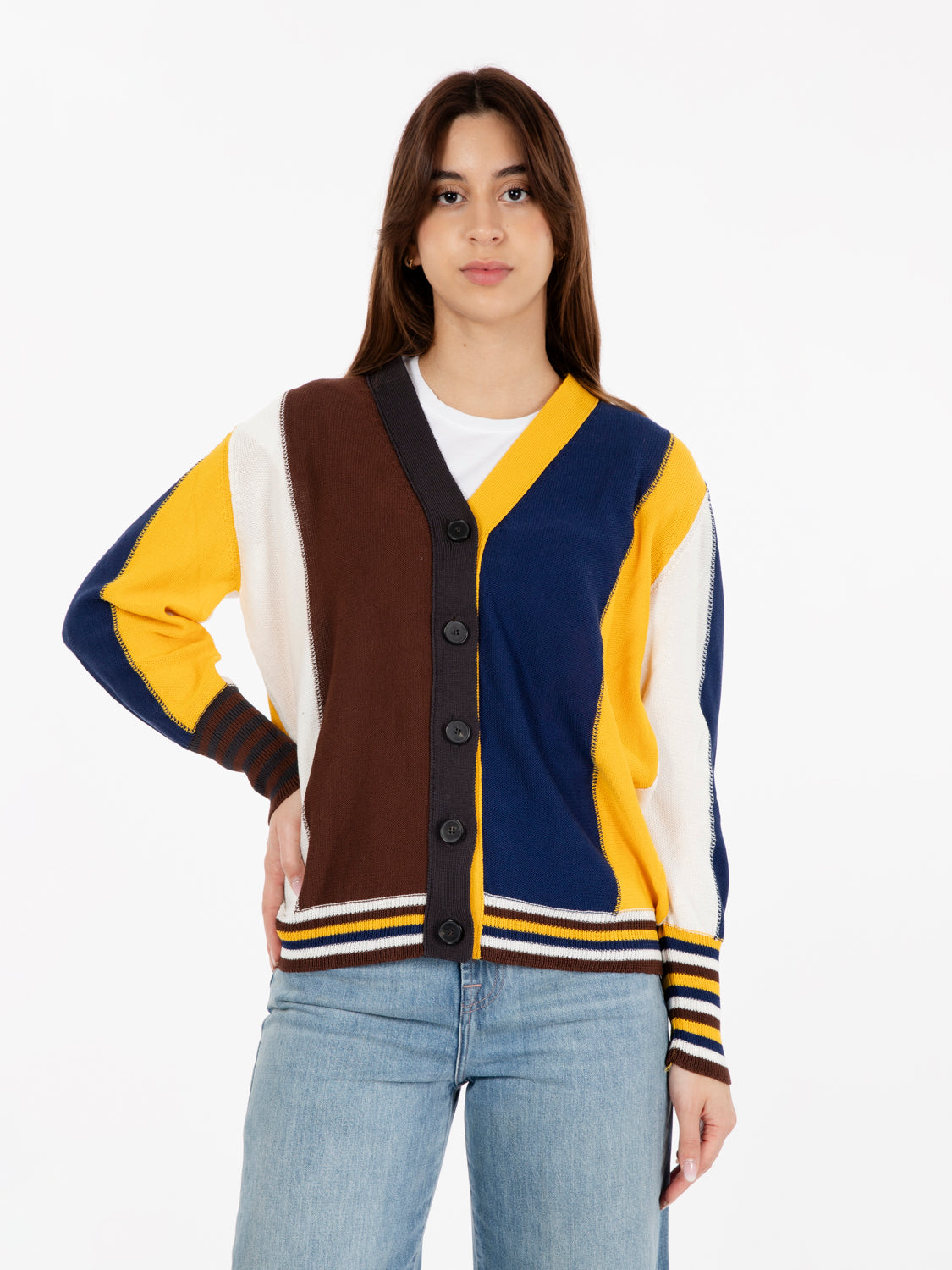 Cardigan in cotone bruciato / multicolor