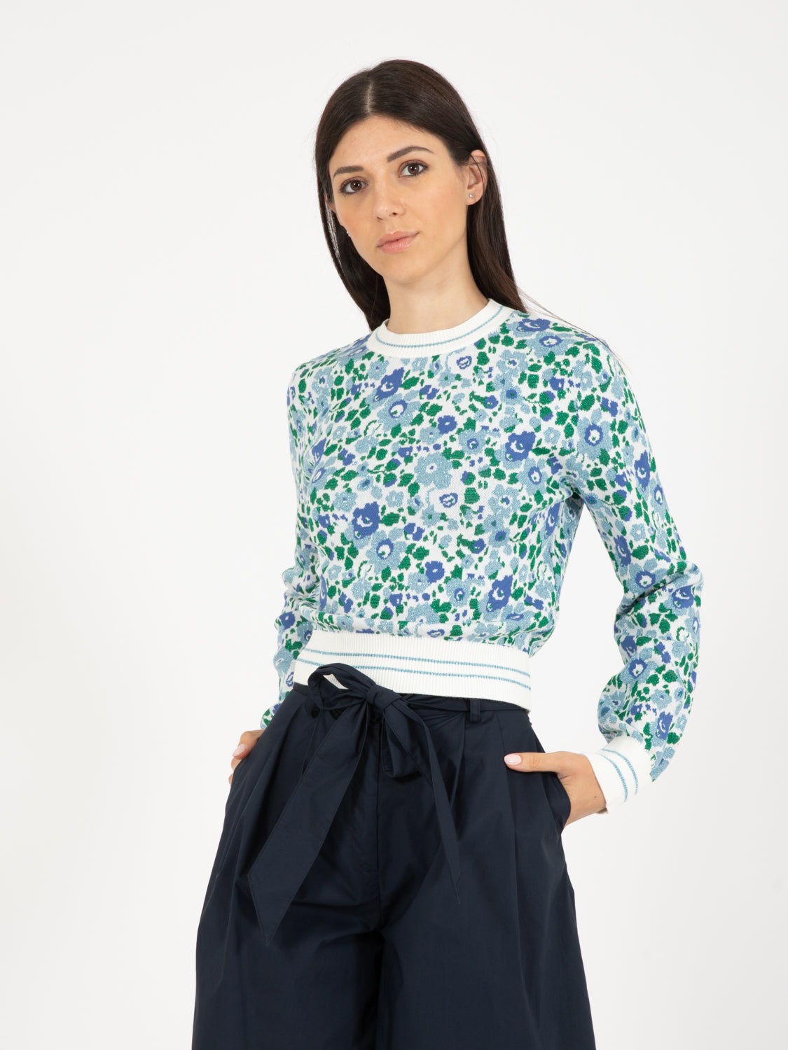 Royal floral crew neck sweater