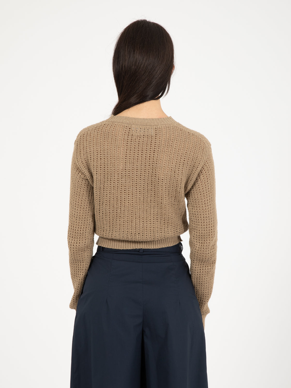 Khaki openwork sweater