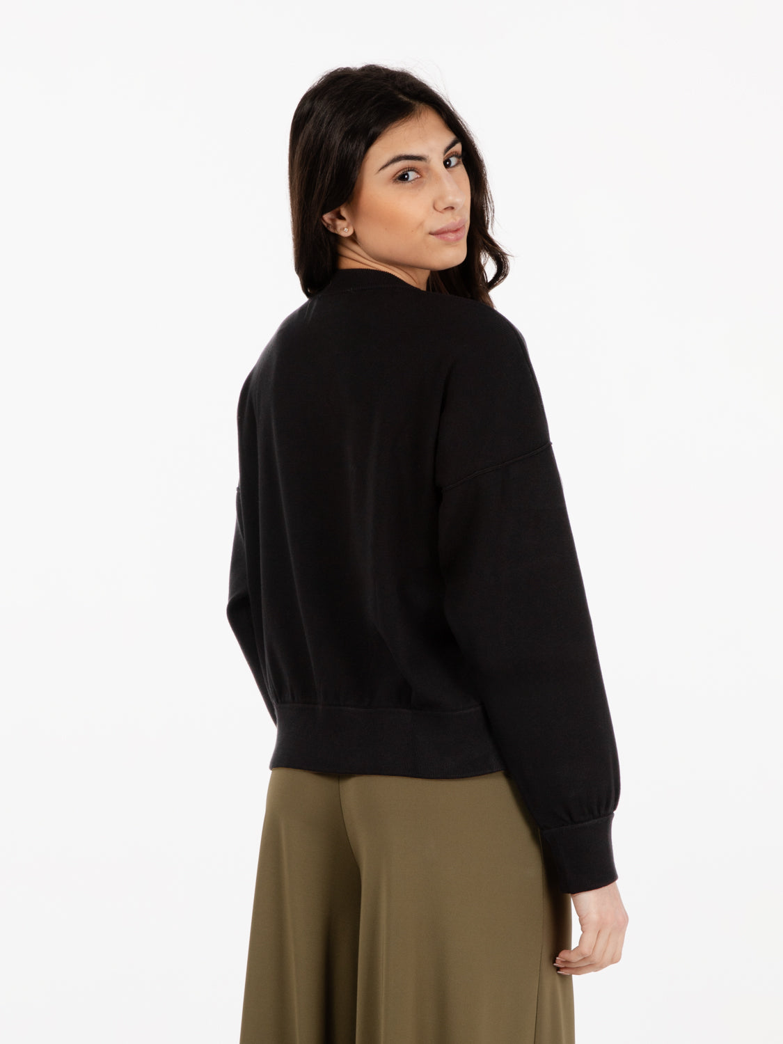 Maglione girocollo viscosa nero