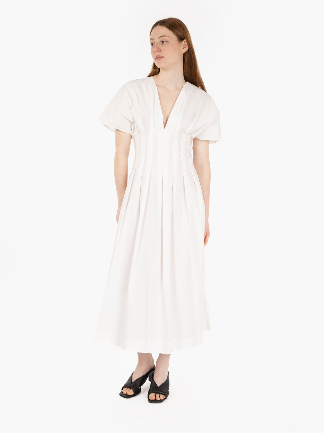 White short sleeve midi dress
