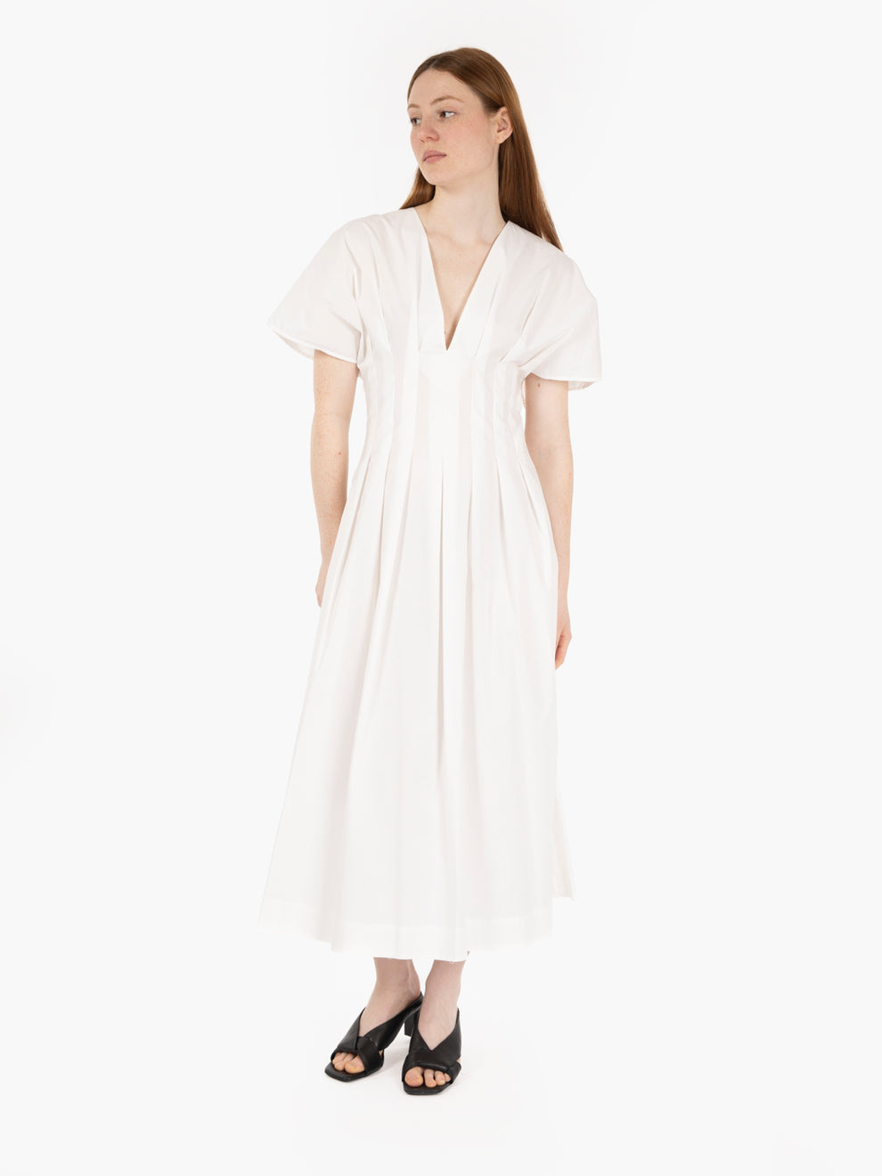 White short sleeve midi dress