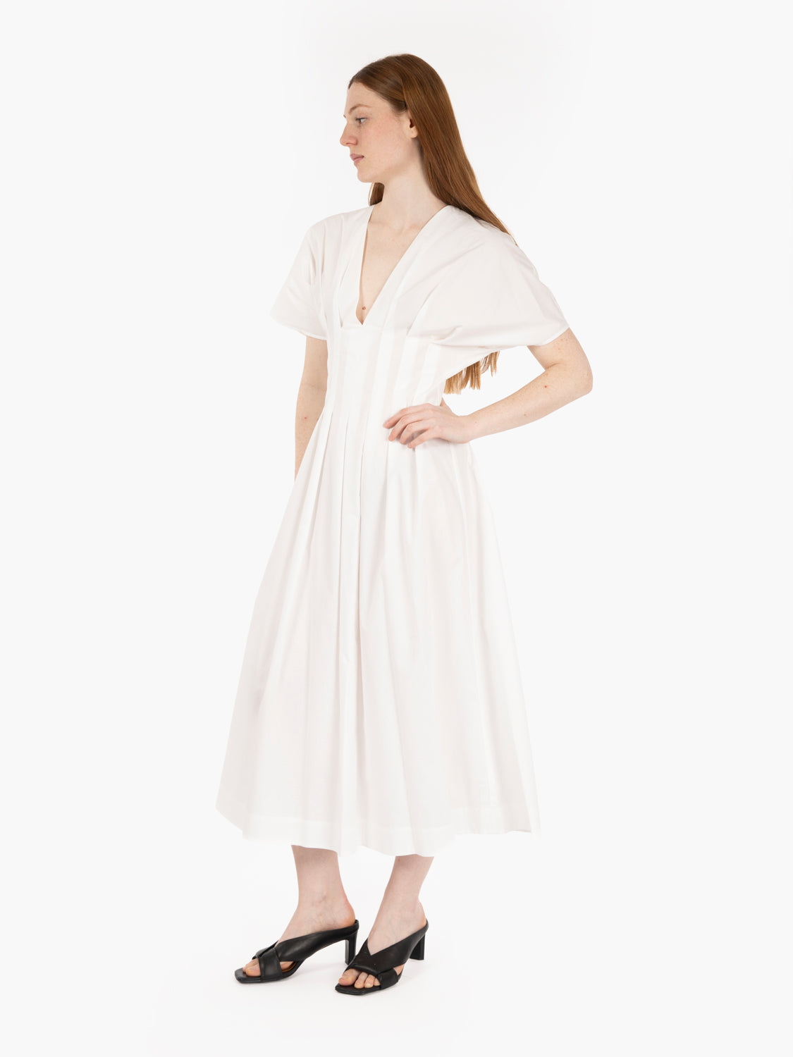 White short sleeve midi dress