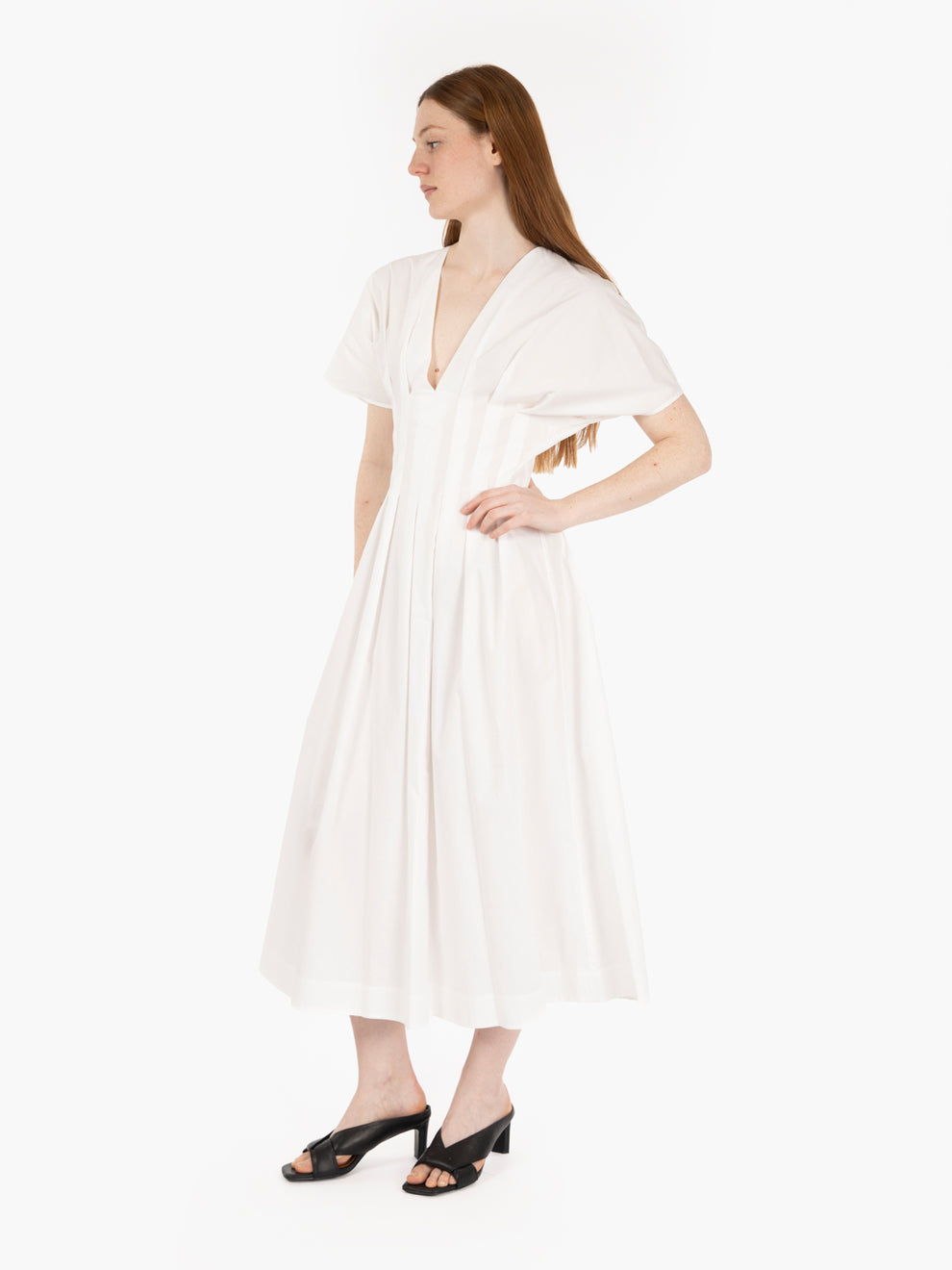 White short sleeve midi dress