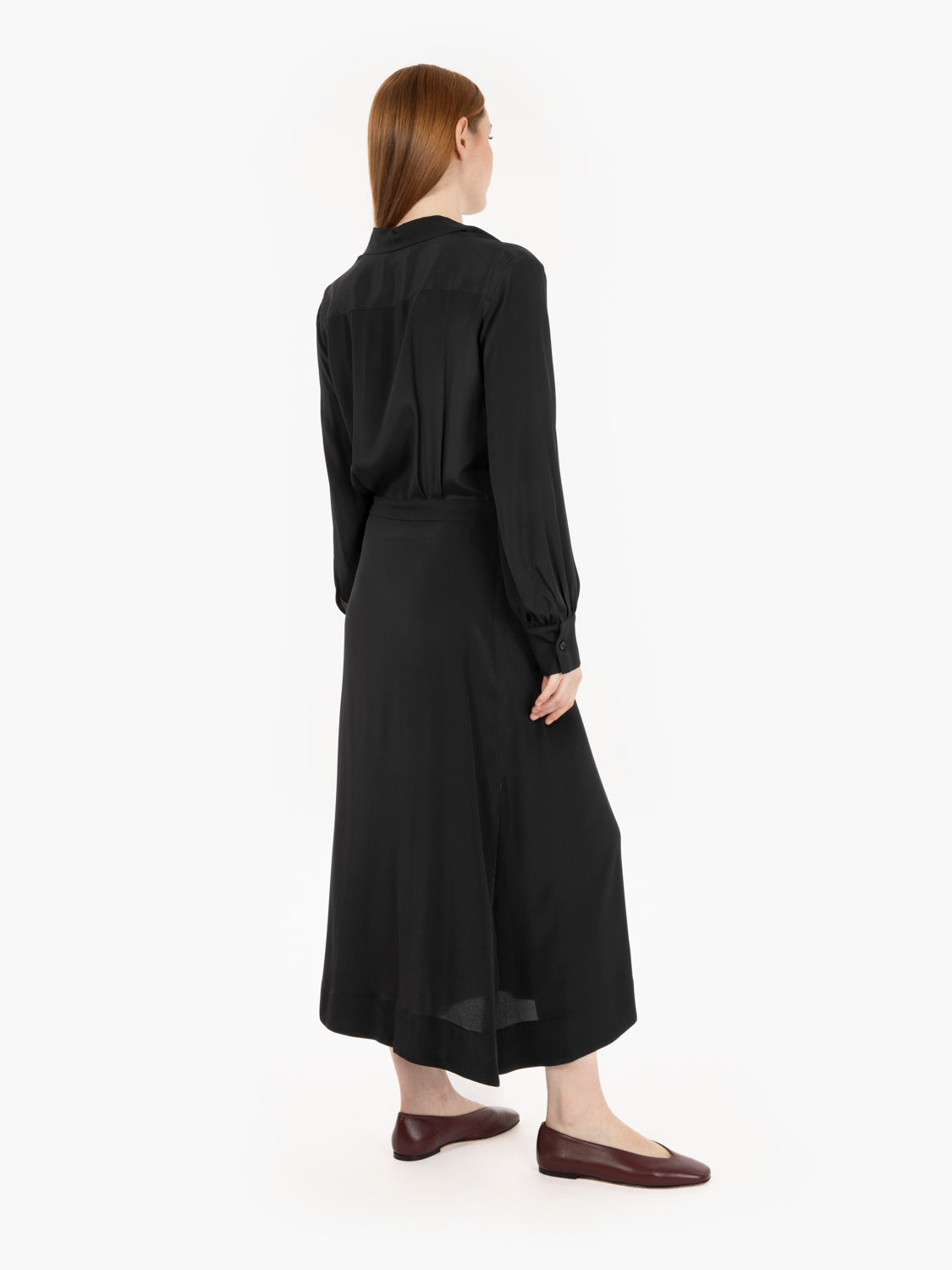 Black shirt-style midi dress