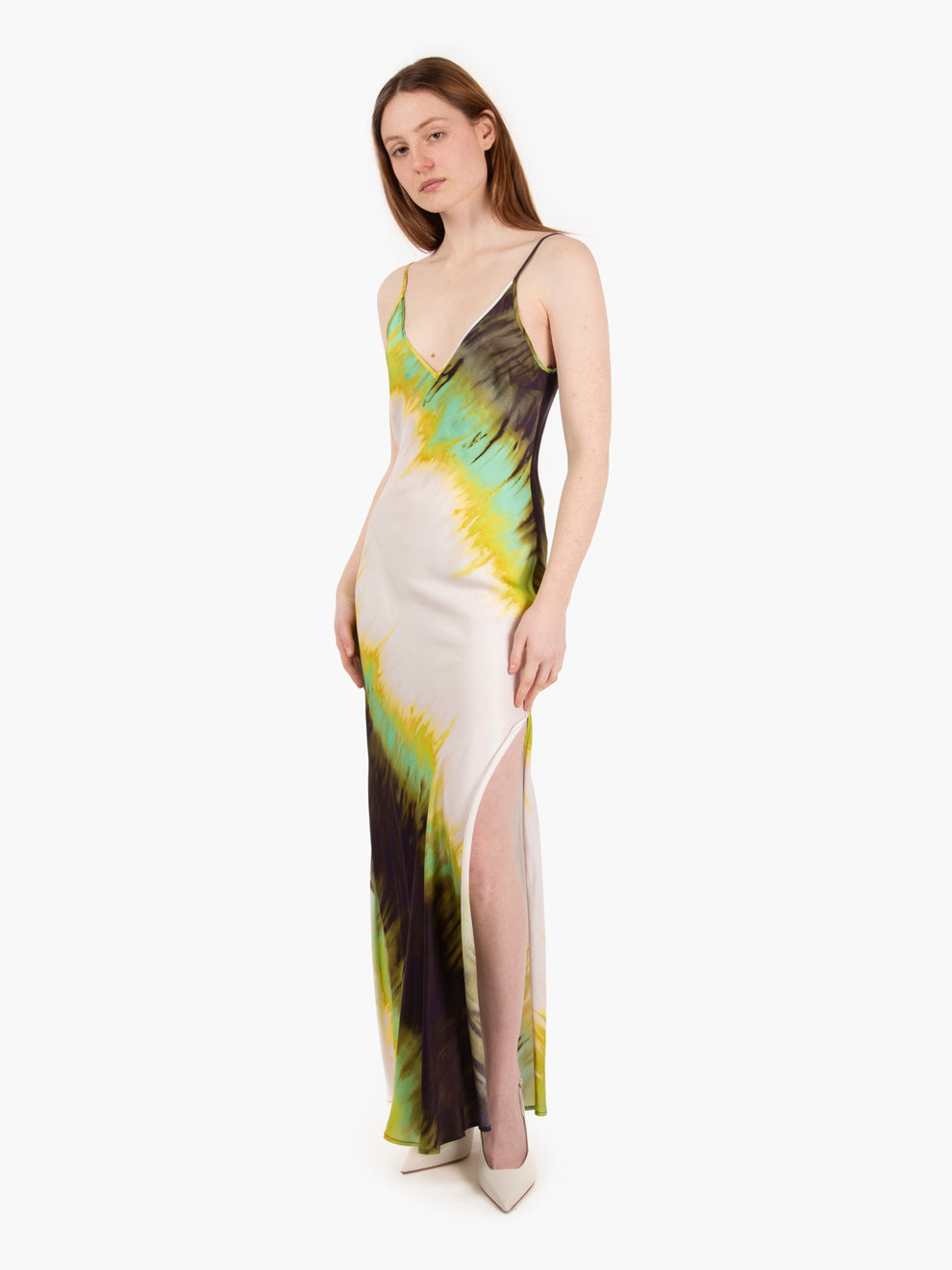 Green slip dress