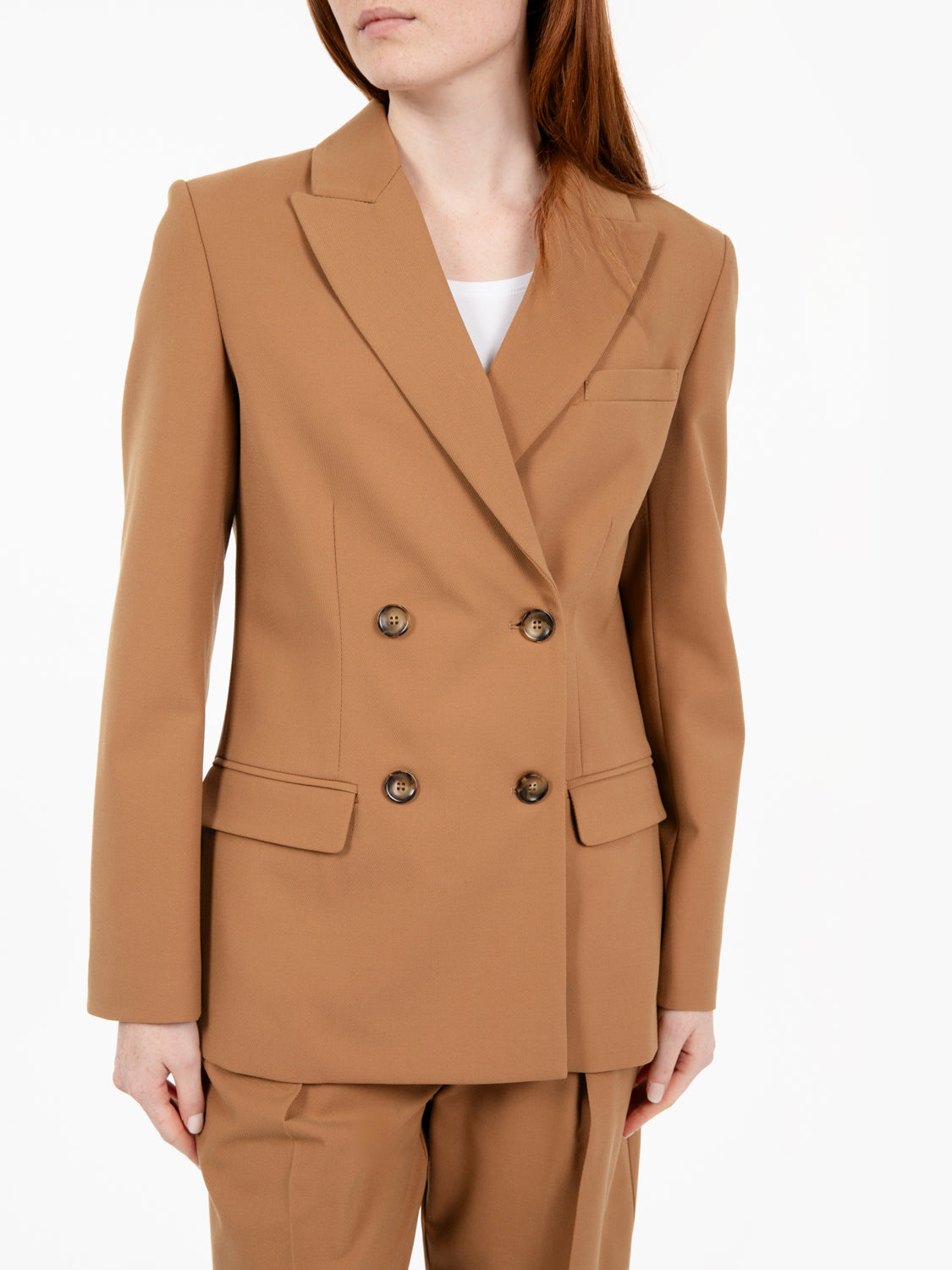 Camel double breasted blazer
