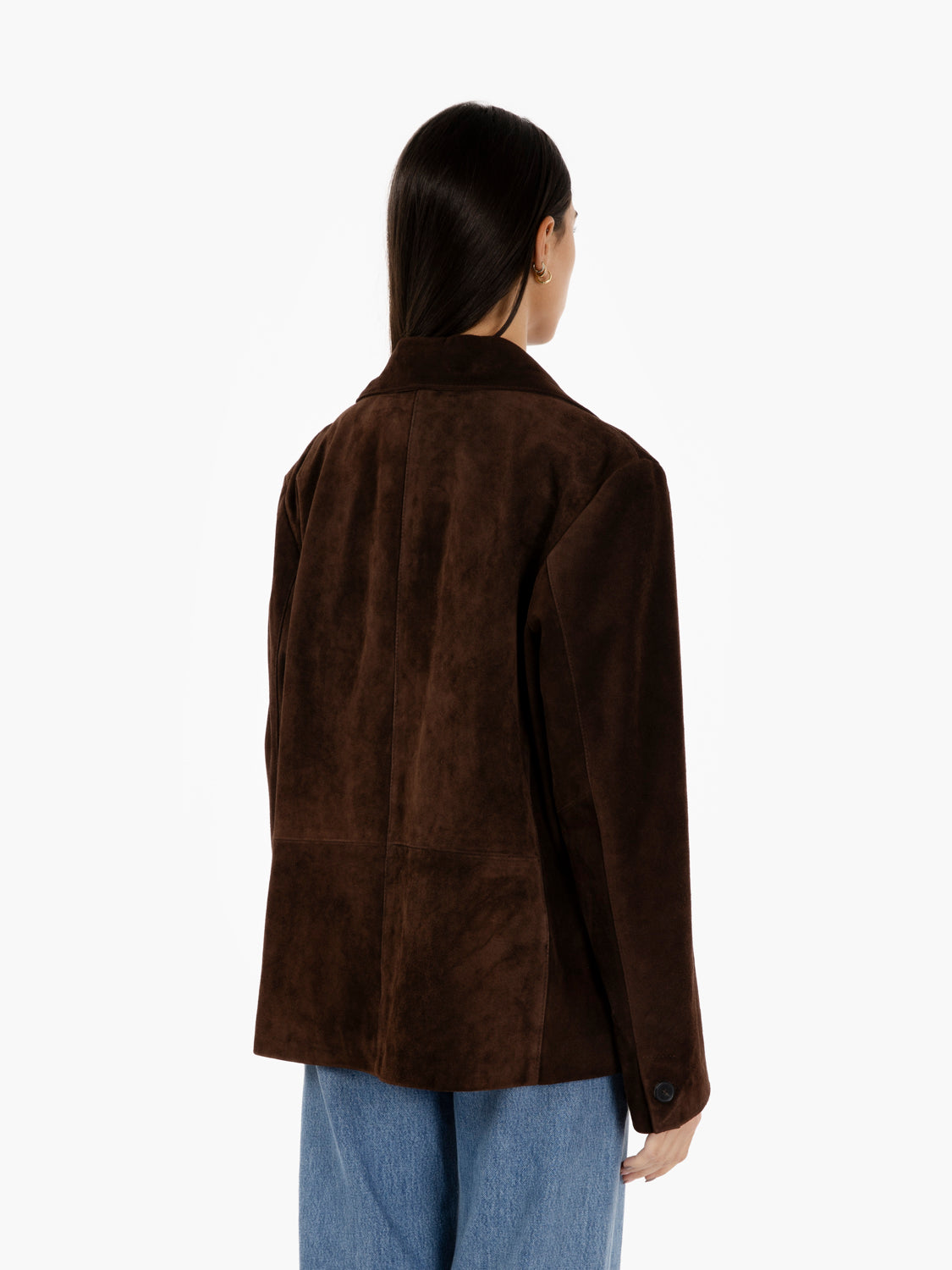 Blazer monopetto in camoscio fondente