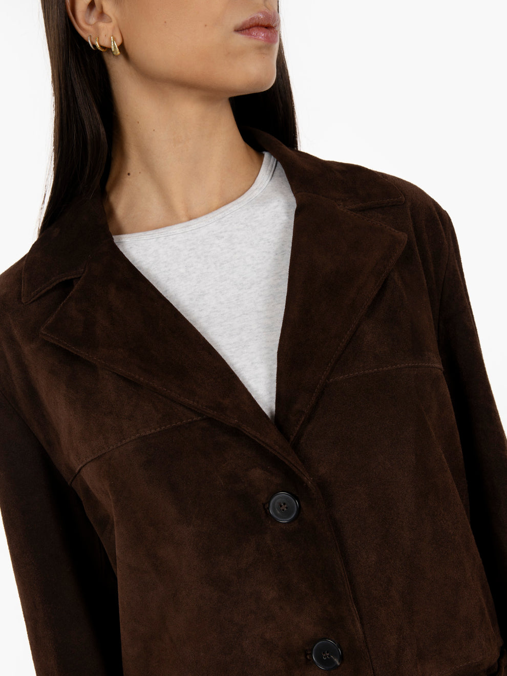 Blazer monopetto in camoscio fondente