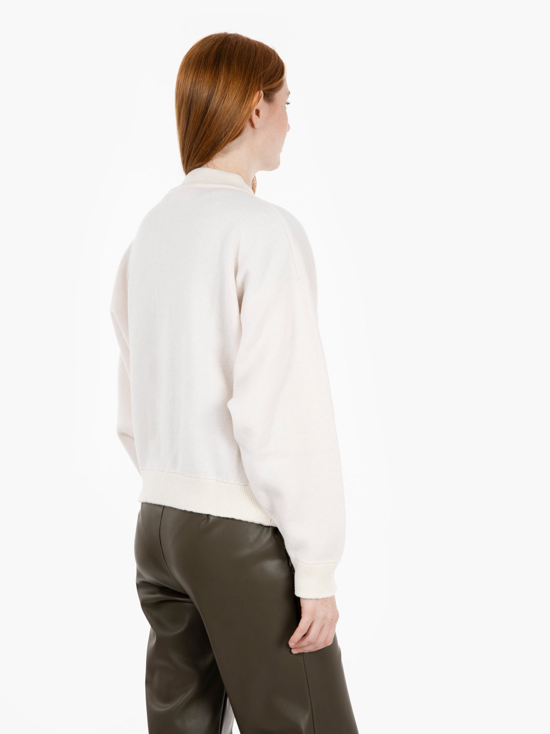 Bomber in maglia panna / confetto