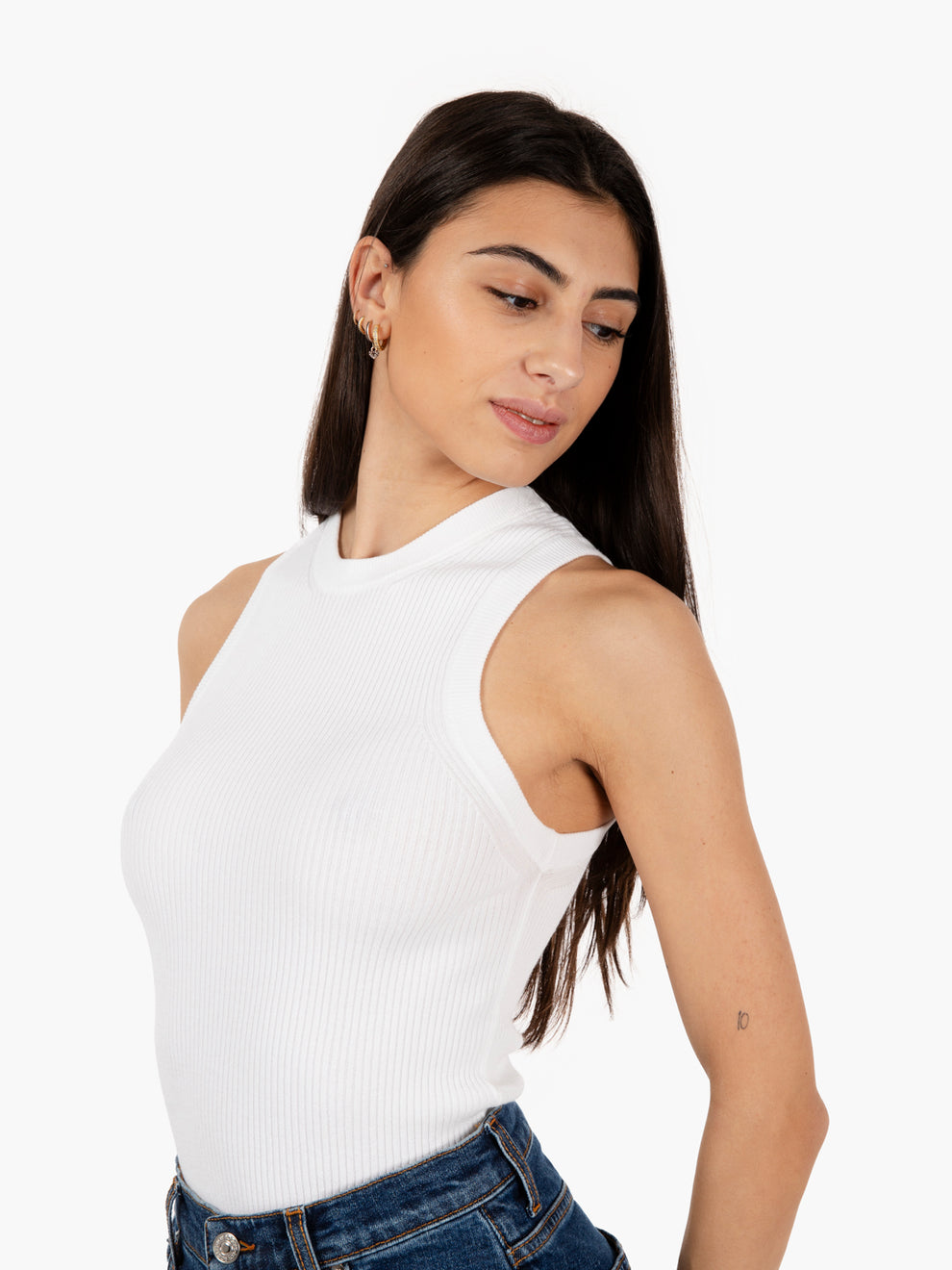 White ribbed tight tank top