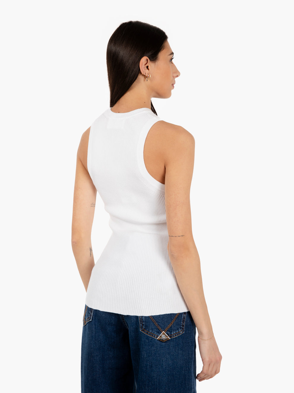 White ribbed tight tank top