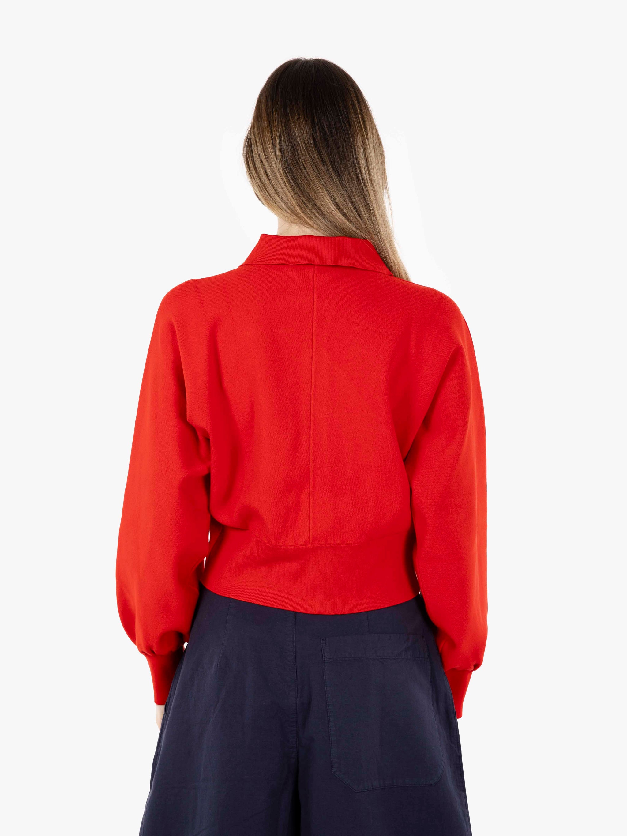 Cardigan con zip rosso