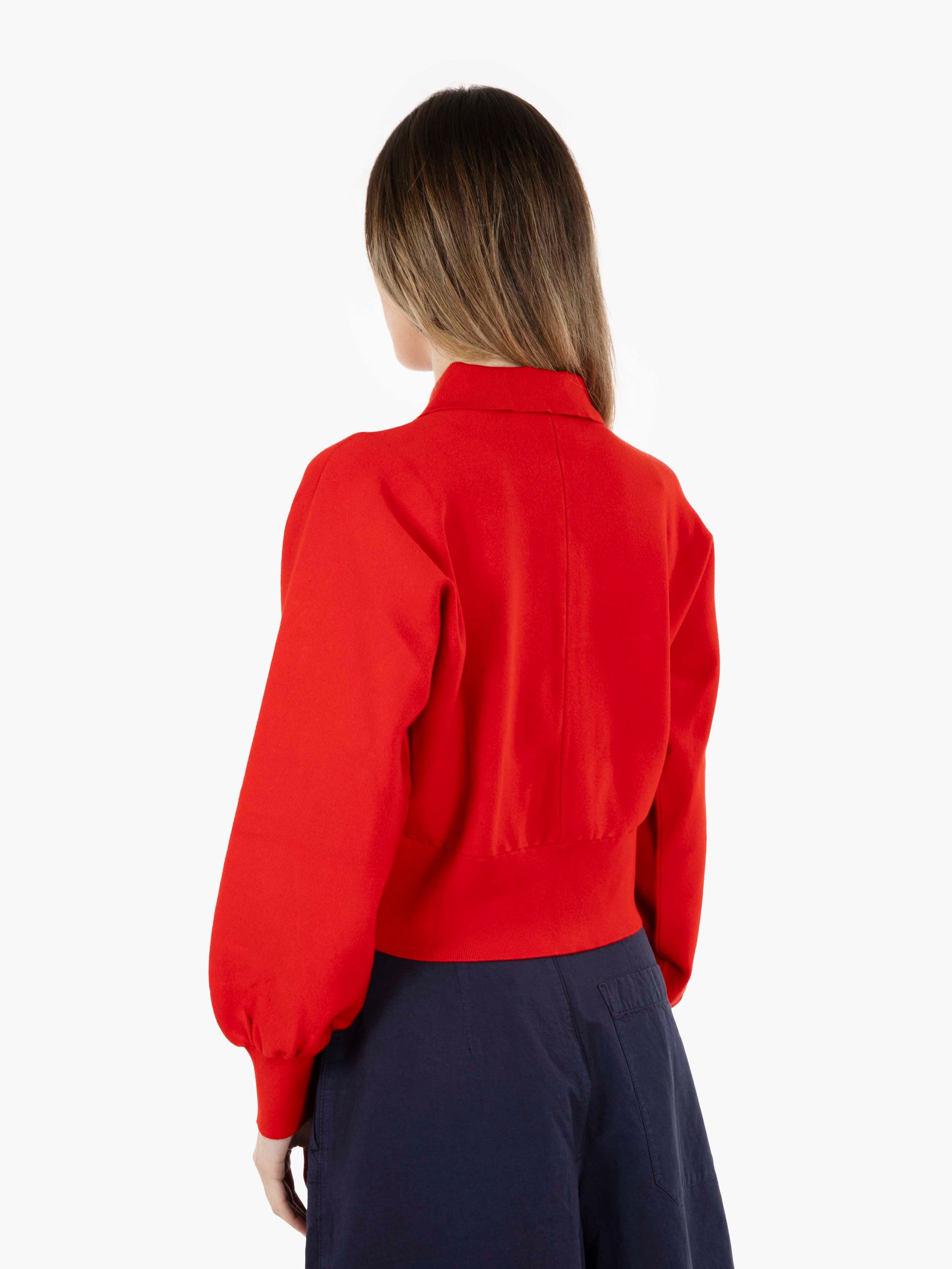 Cardigan con zip rosso