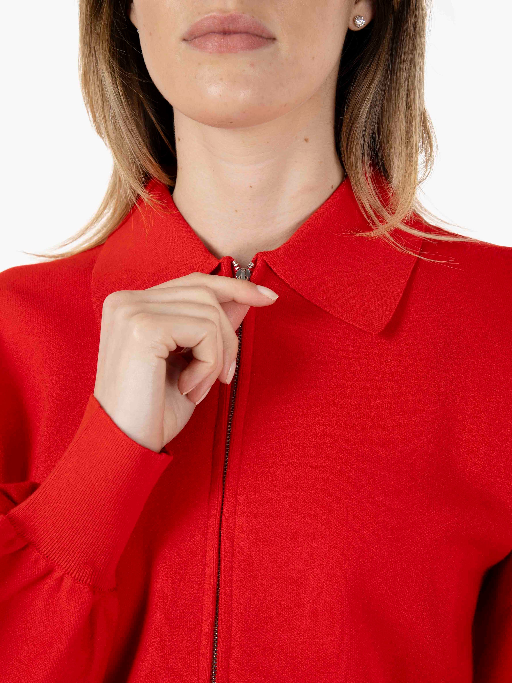 Cardigan con zip rosso