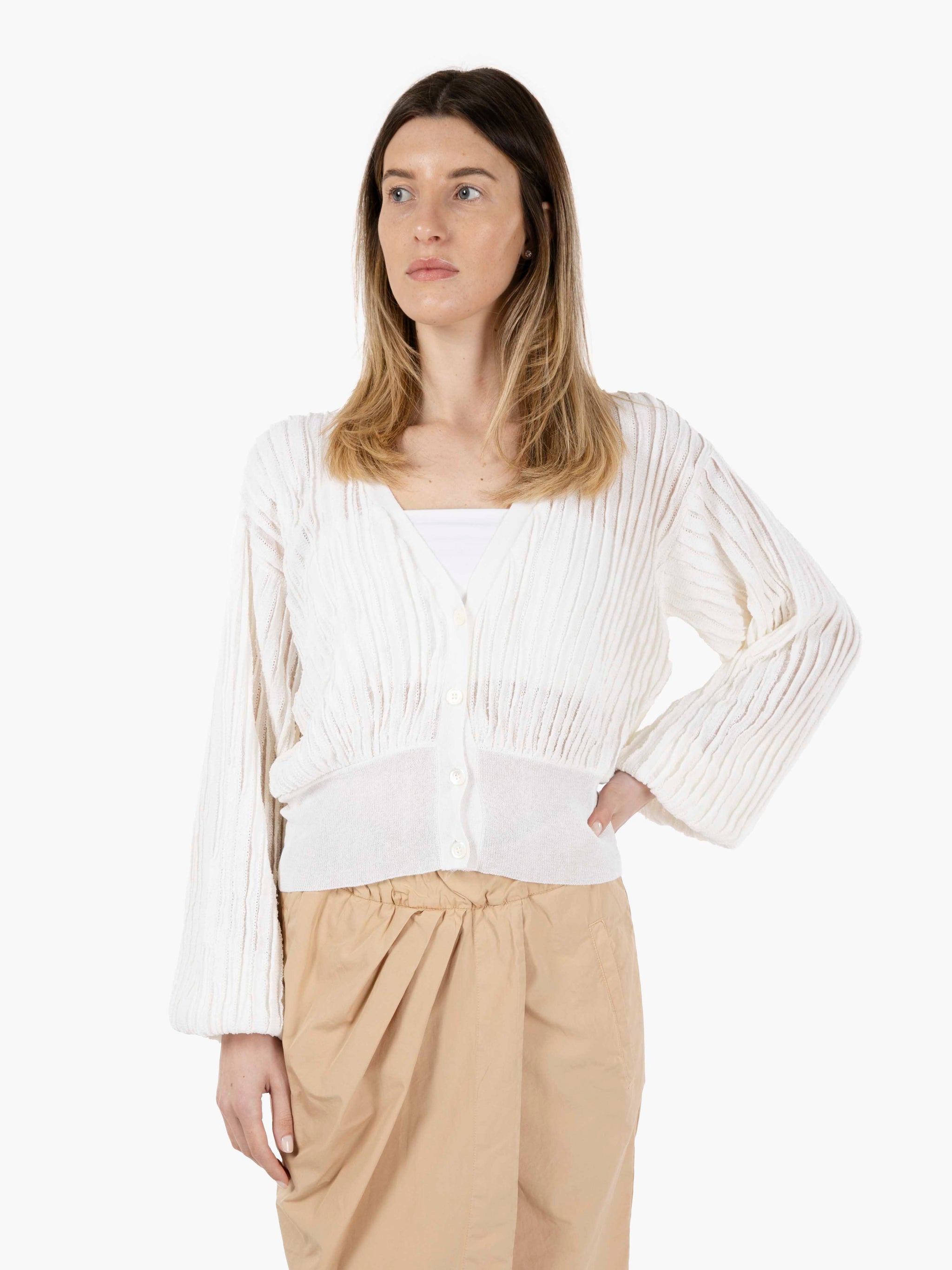 Cardigan cotone operato bianco