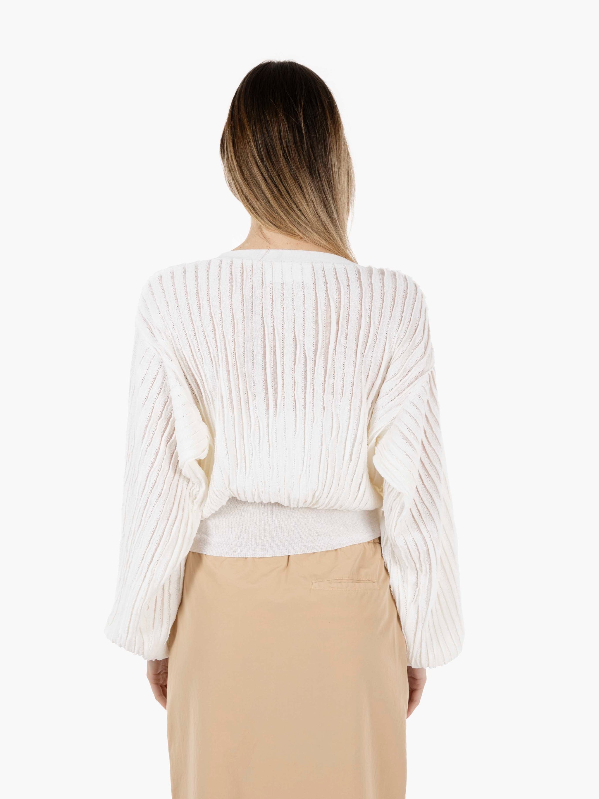 Cardigan cotone operato bianco