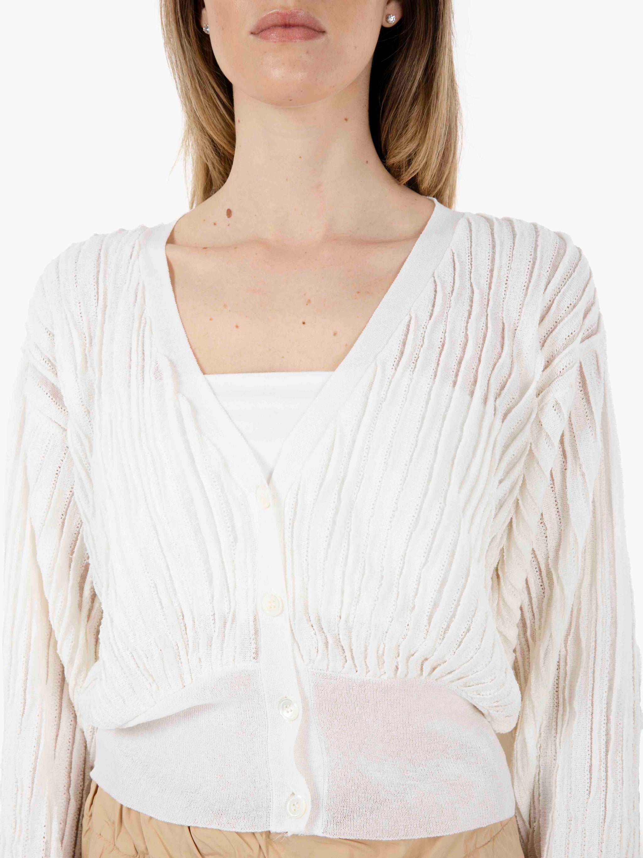 Cardigan cotone operato bianco