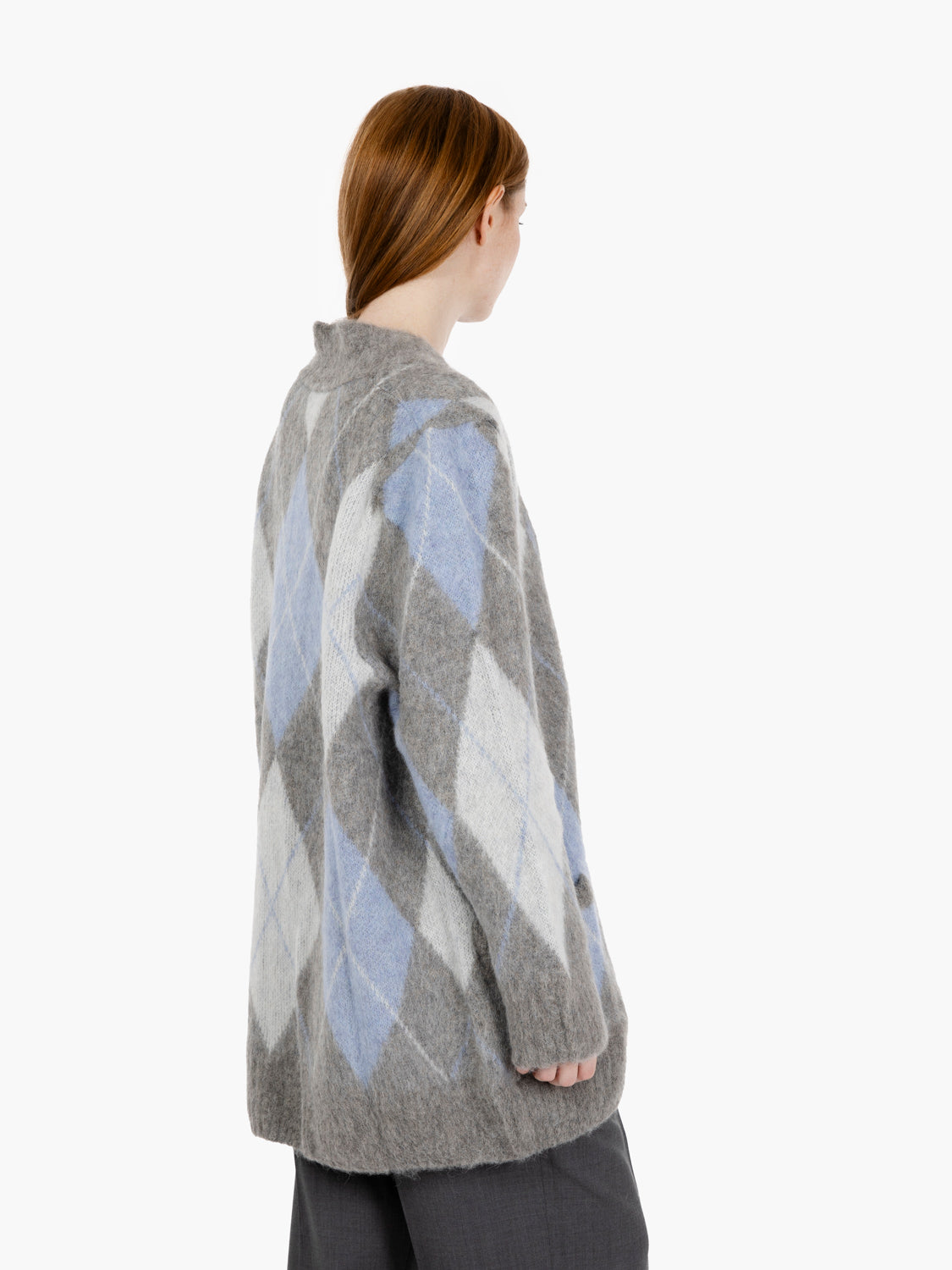Cardigan losanghe alluminio / ceruleo
