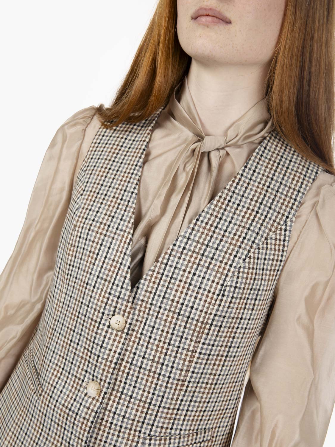 Gilet check beige / multicolor