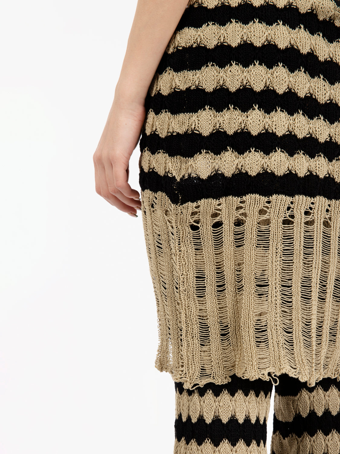 Gilet cotone a righe sabbia